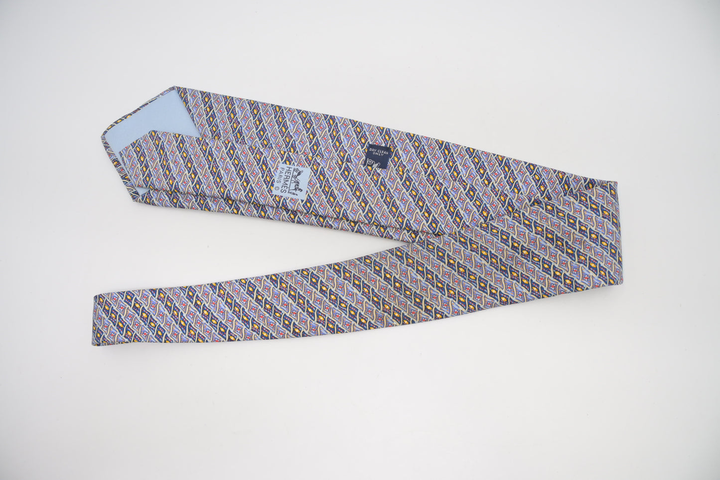 Hermes Tie in Blue Multicolor Silk