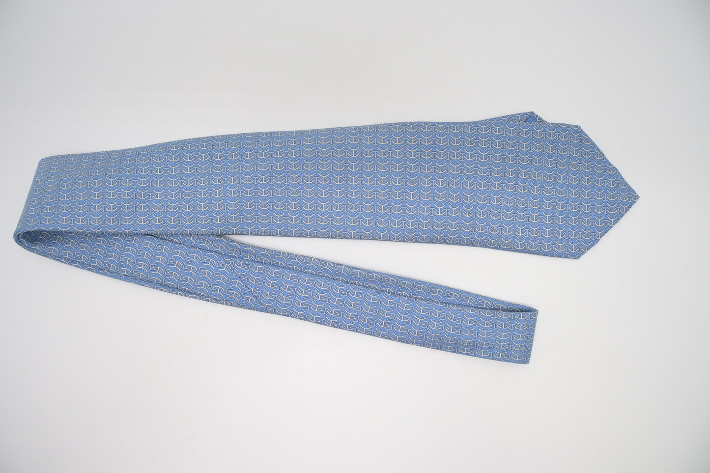 Hermes Tie in Light Blue Silk