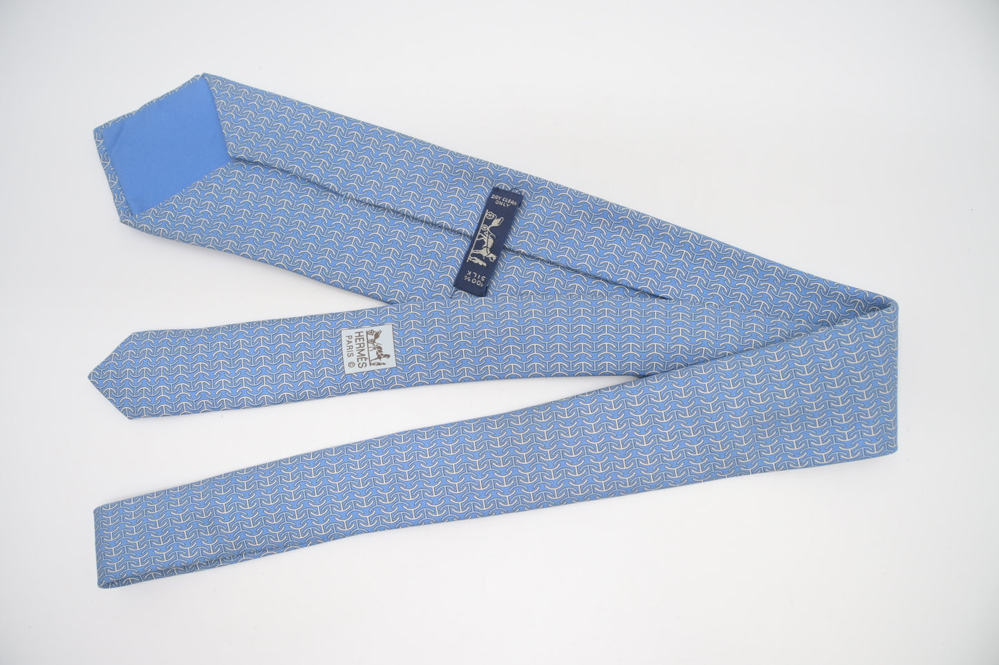 Hermes Tie in Light Blue Silk