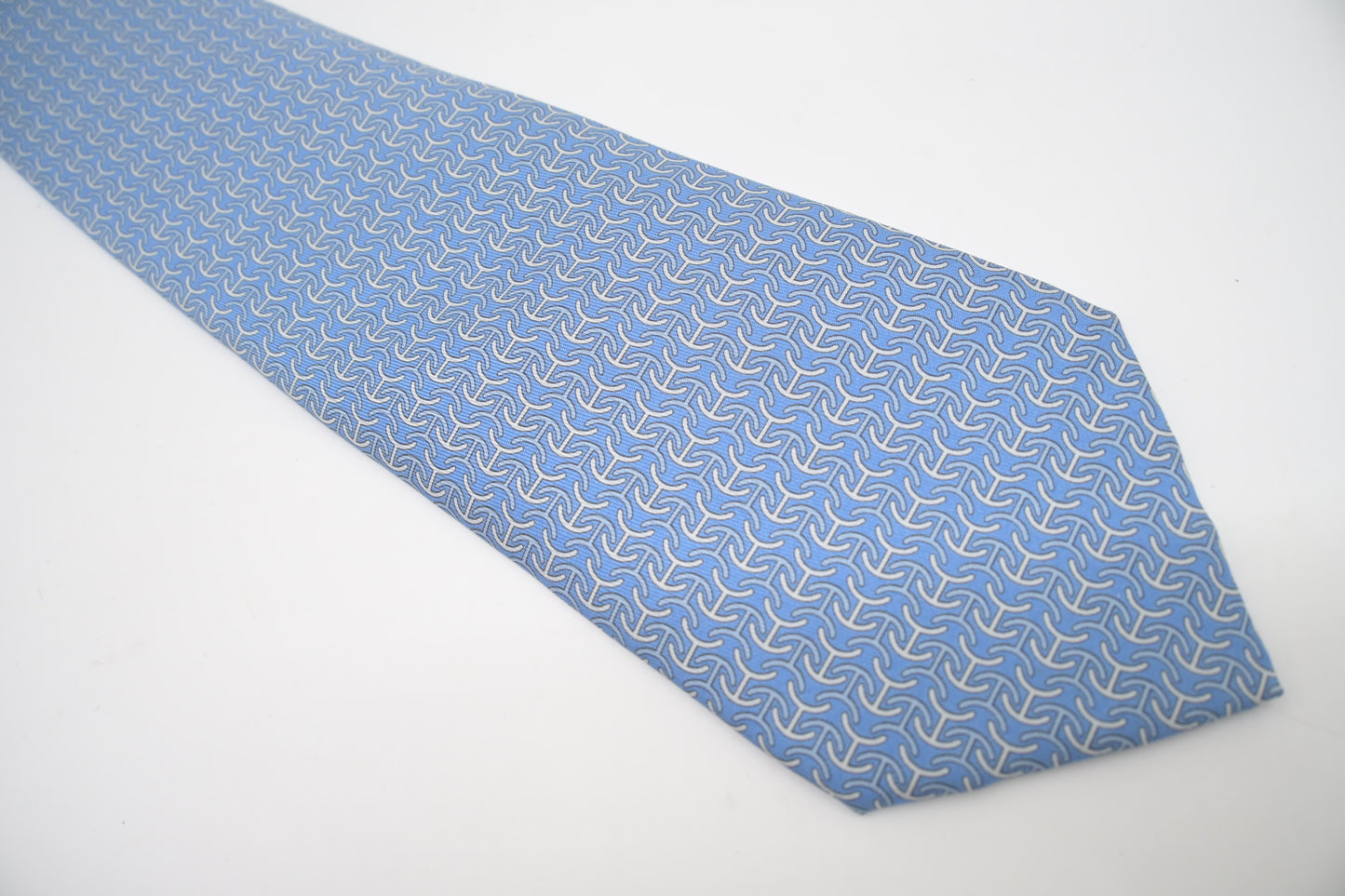 Hermes Tie in Light Blue Silk