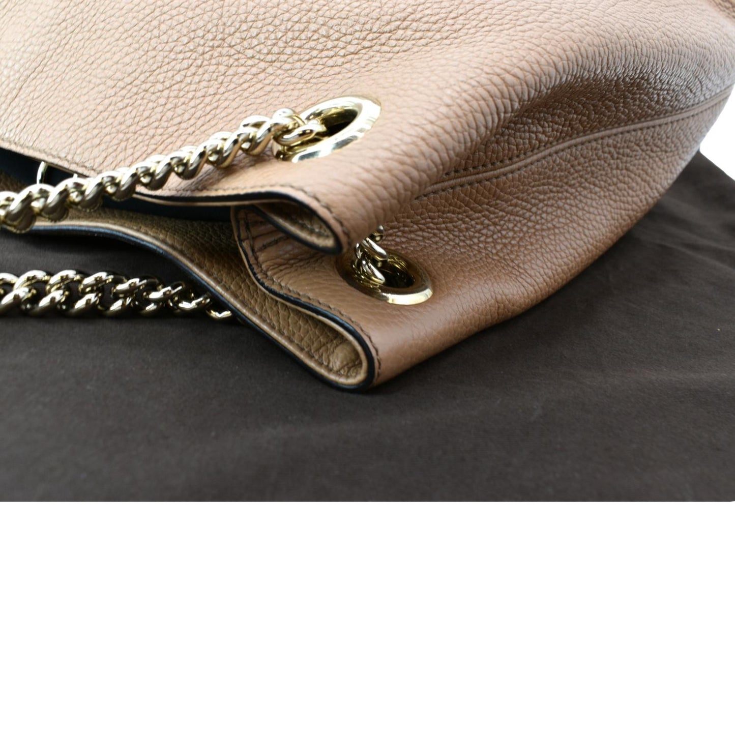GUCCI Medium Soho Chain Leather Tote Bag Beige 536196