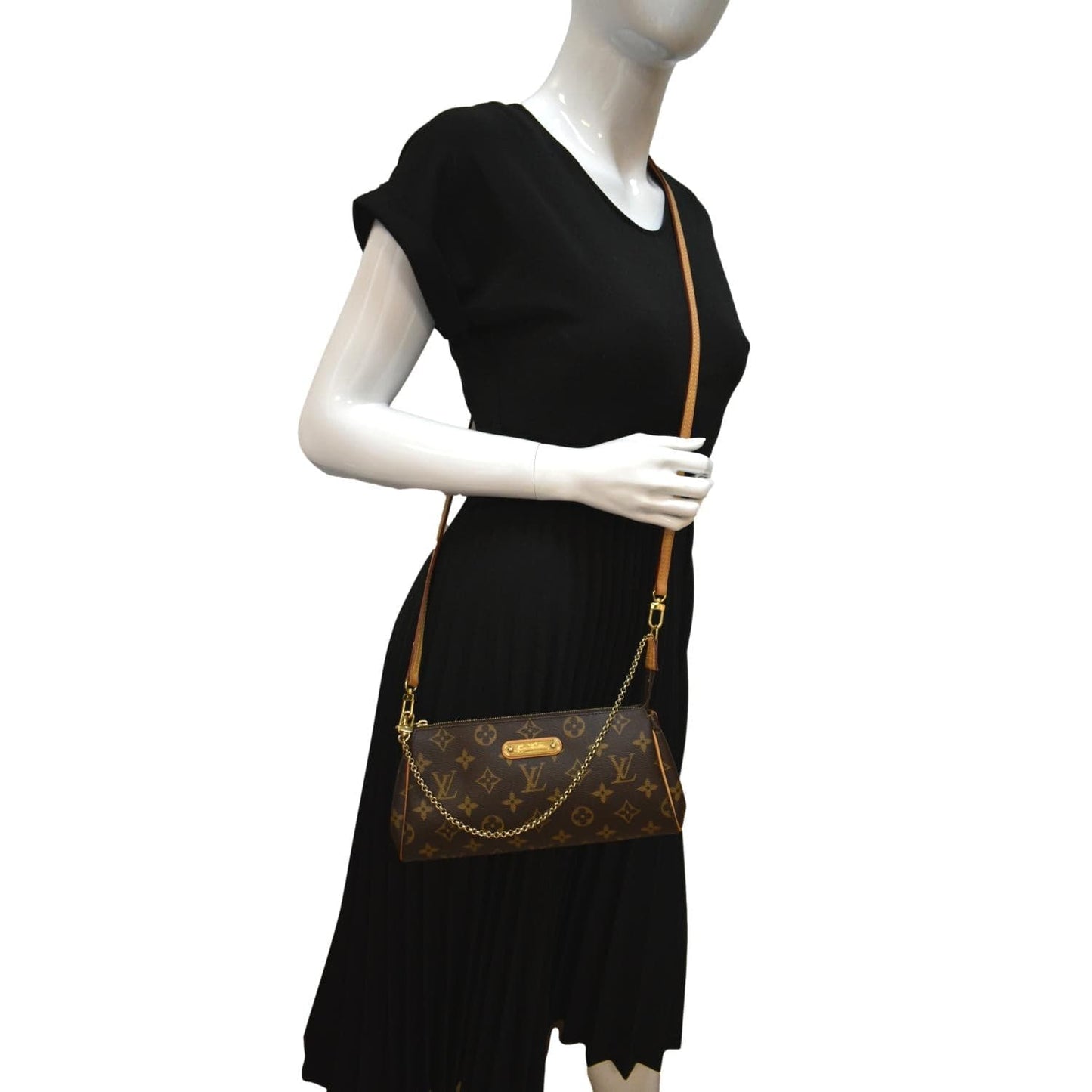 LOUIS VUITTON Eva Monogram Canvas Pochette Crossbody Bag Brown - sold
