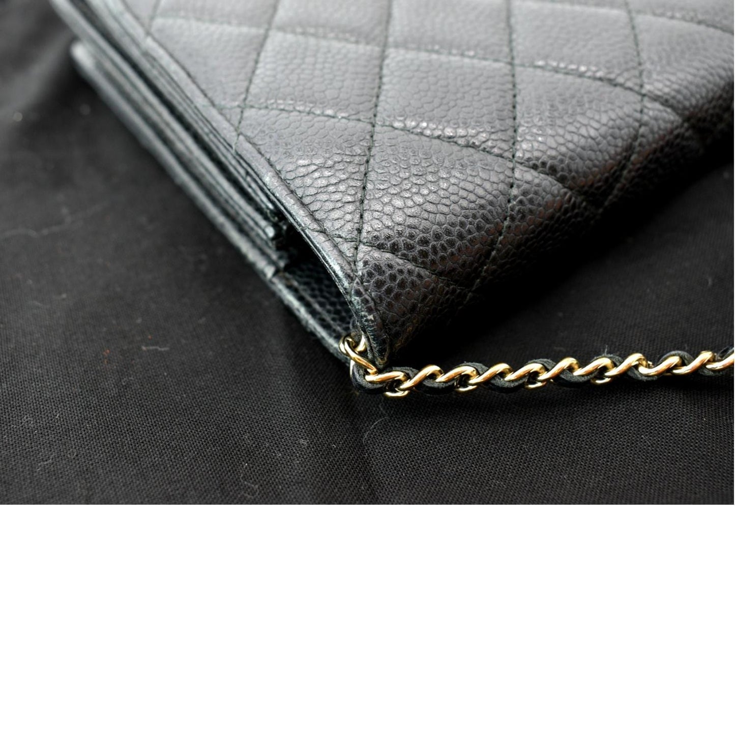 CHANEL Golden Class Caviar Leather Wallet on Chain Bag Black