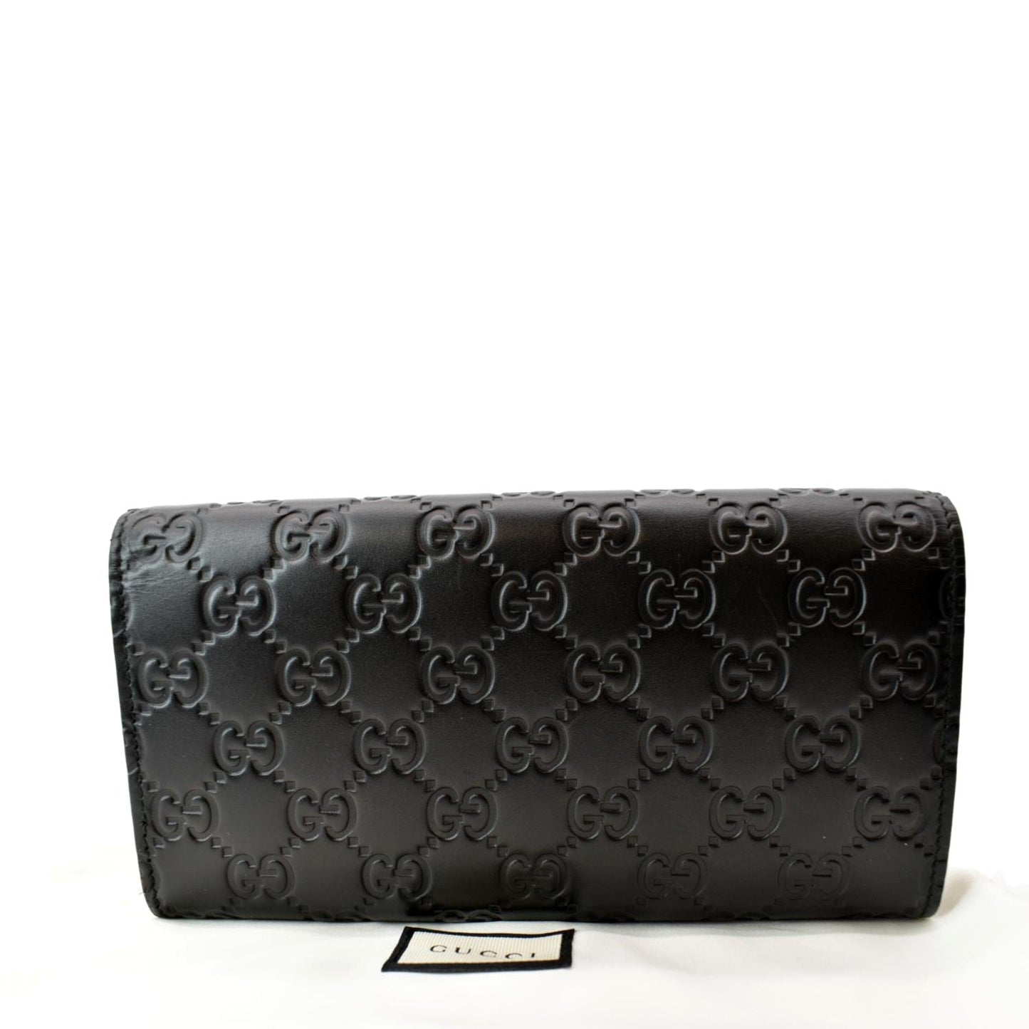 GUCCI Cat Head Leather Continental Wallet Black 548055