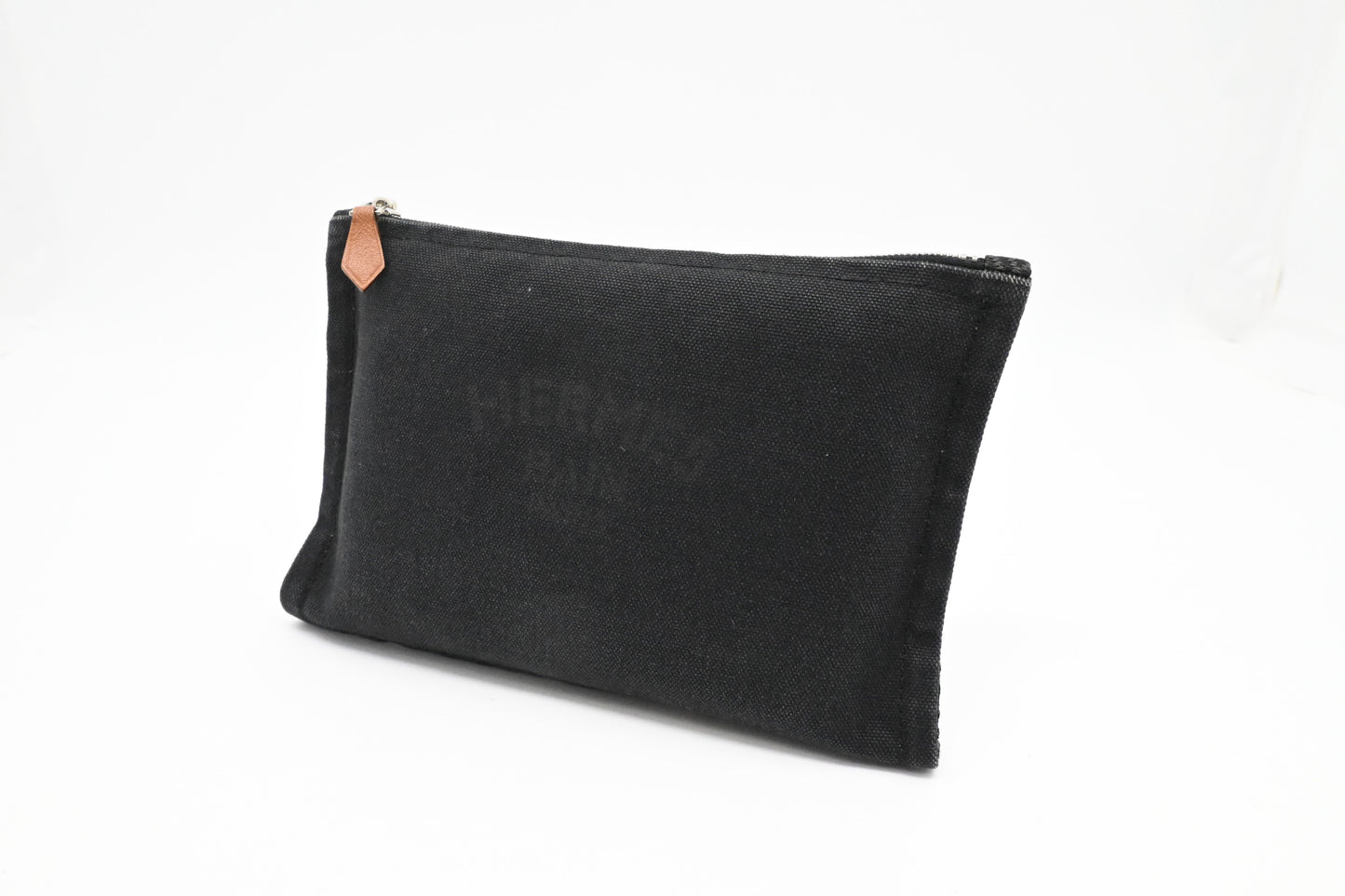 Hermes Small Bain Pouch in Black Canvas