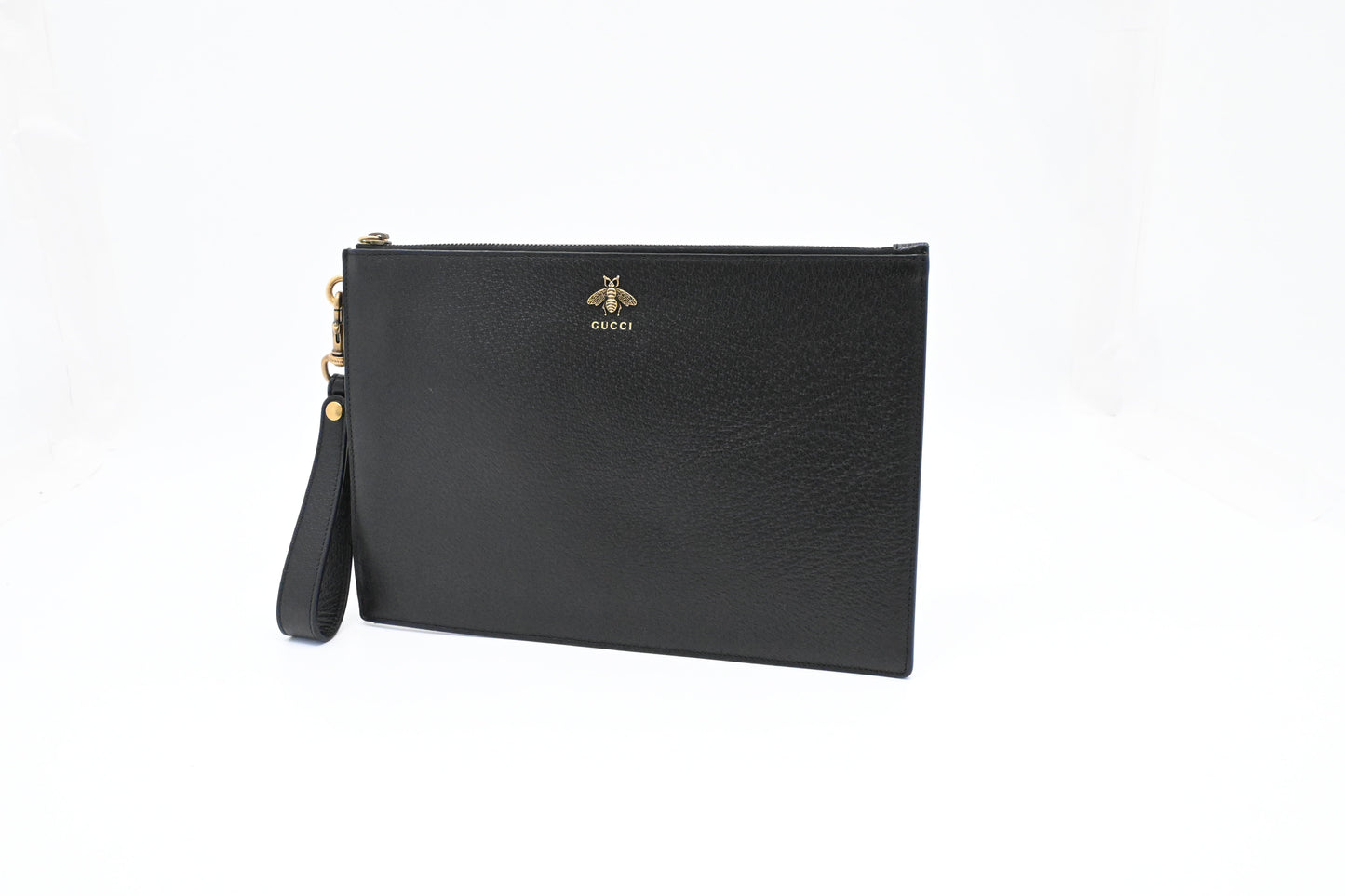 Gucci Bee Clutch in Black Leather