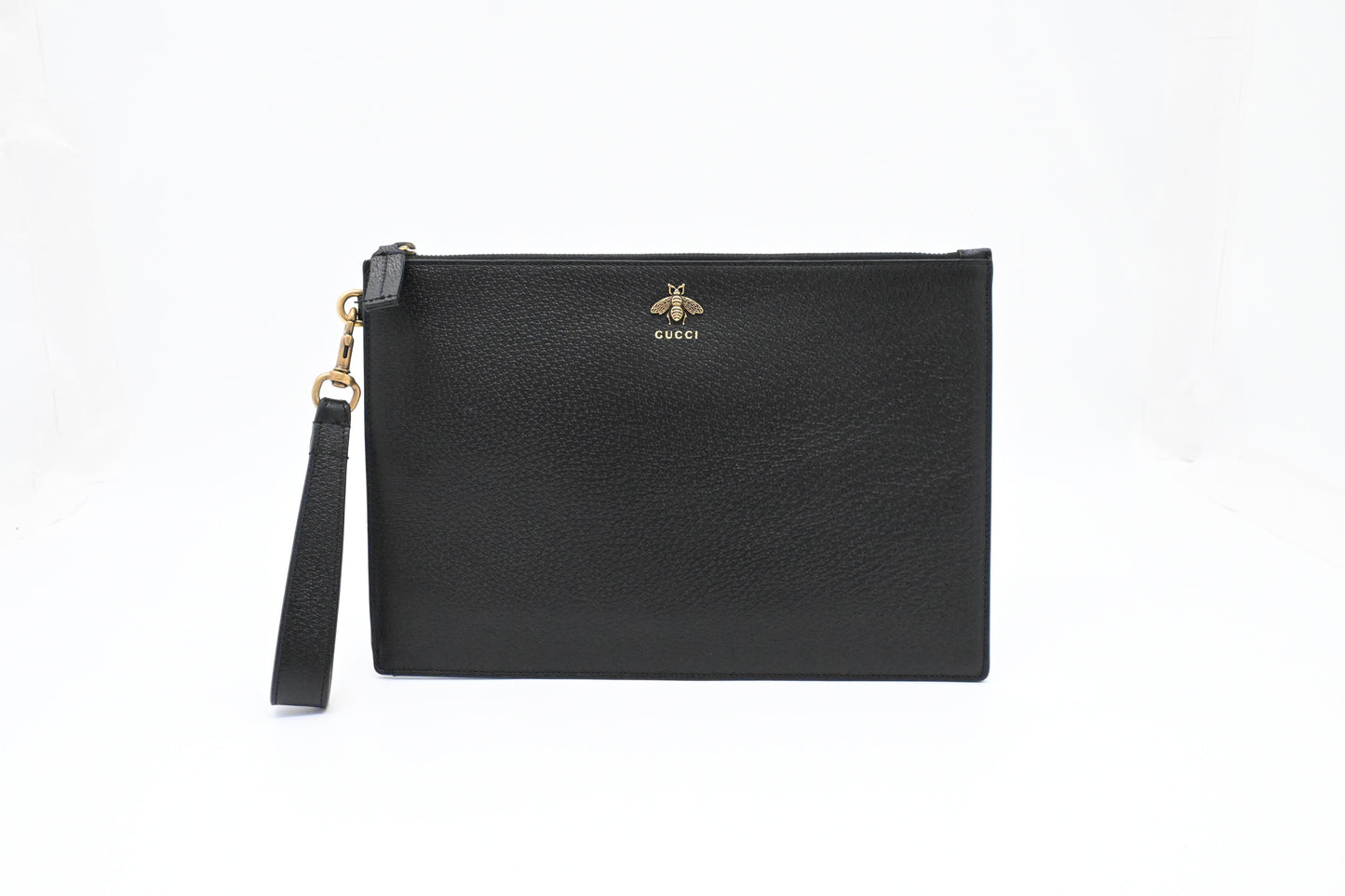 Gucci Bee Clutch in Black Leather