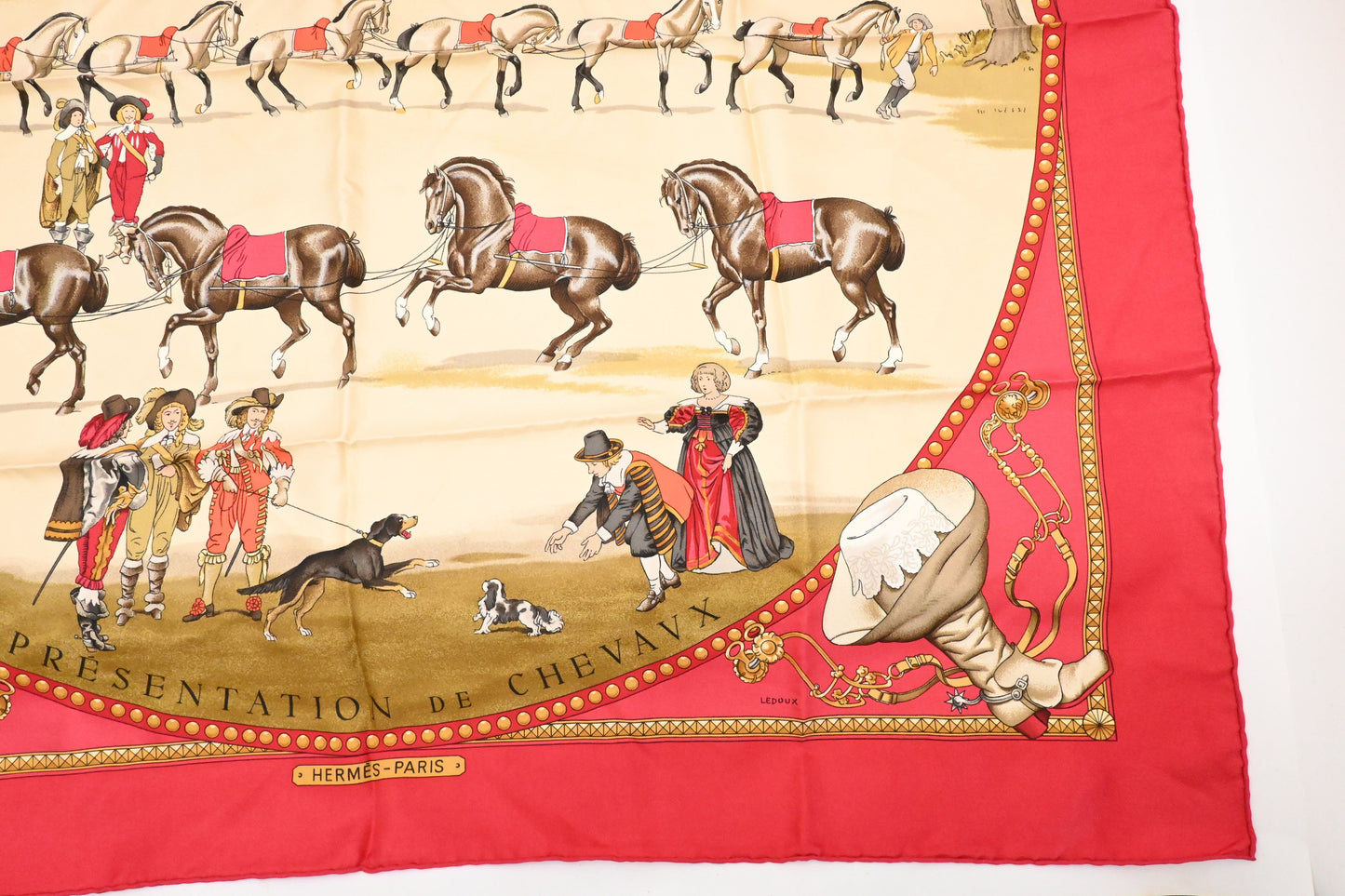 Hermes 'Presentation de Chevaux' Carre 90 in Red Silk