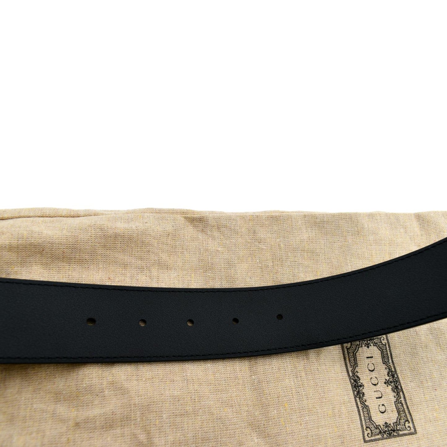 GUCCI Double G Buckle Black Leather Belt Size 44 Black 400593
