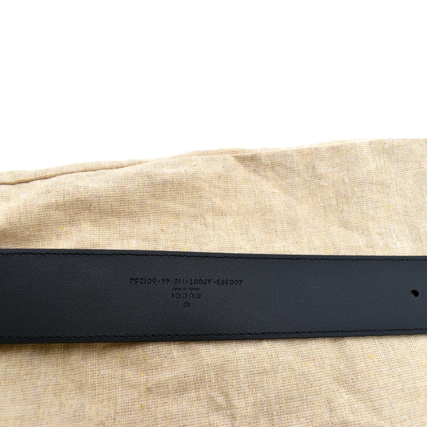 GUCCI Double G Buckle Black Leather Belt Size 44 Black 400593