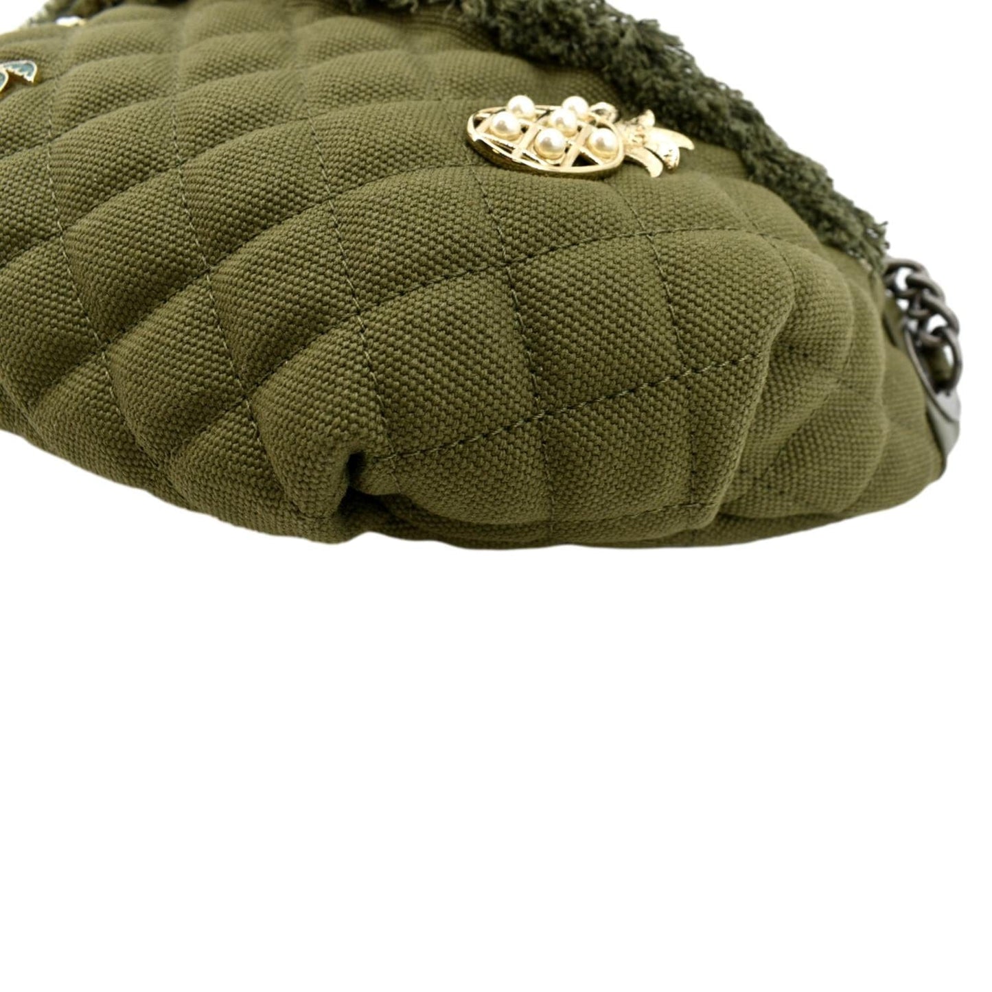 CHANEL Coco Cuba Charms Canvas Lambskin Leather Waist Bag Khaki
