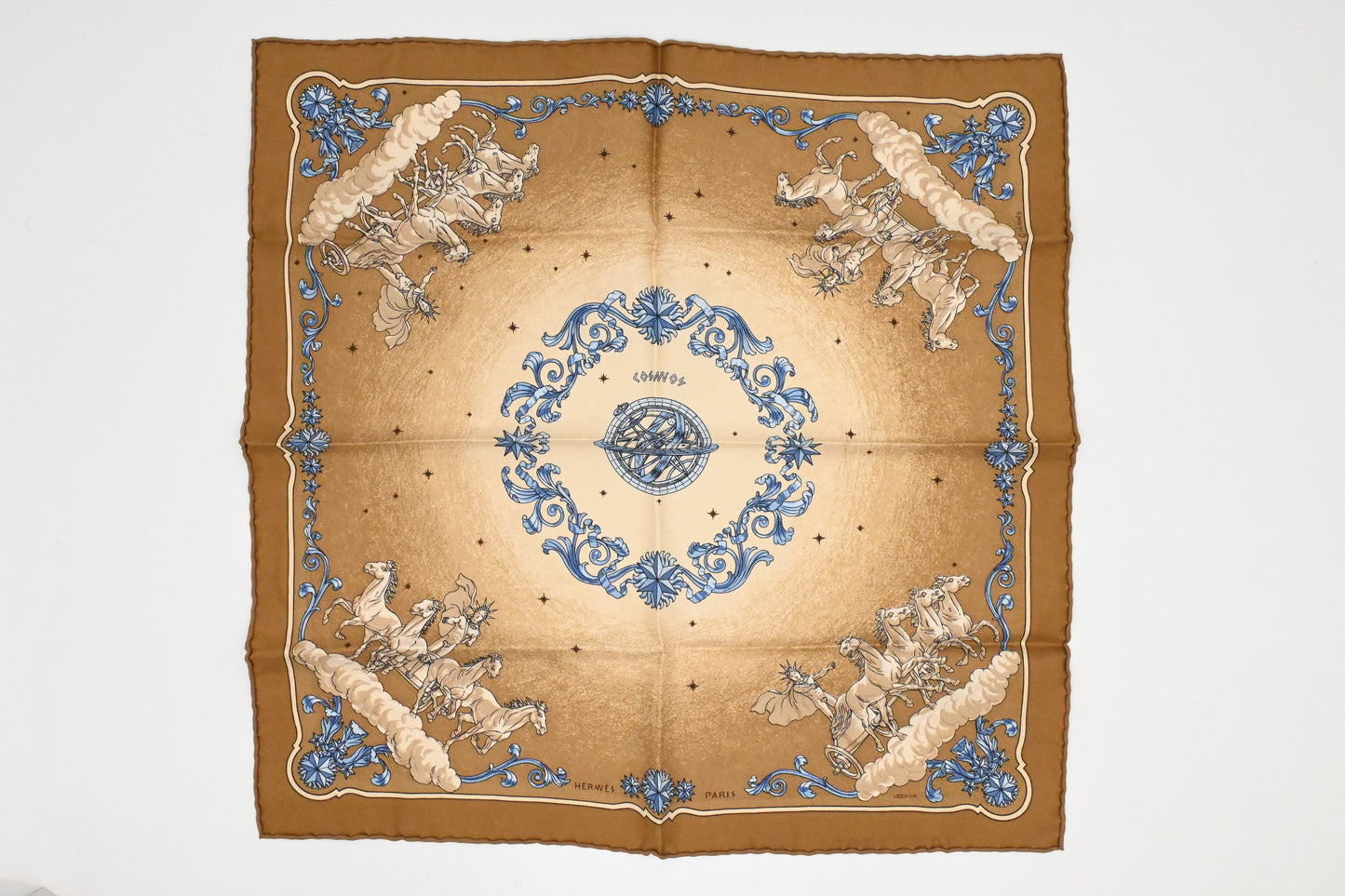 Hermes 'Cosmos' Gavroche in Light Brown Silk