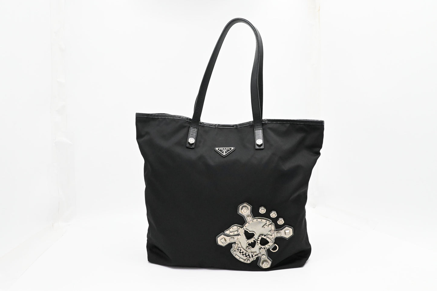 Prada Skull Tote in Black Canvas