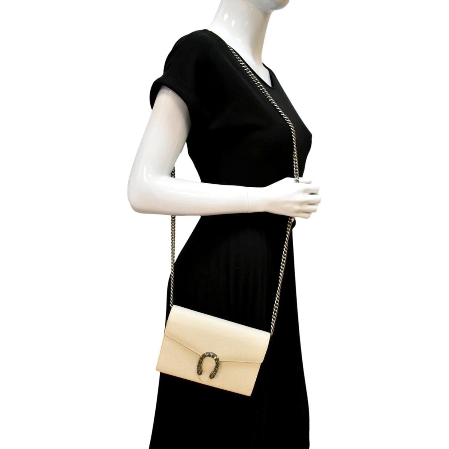 GUCCI Dionysus Mini Leather Chain Shoulder Bag Off White 401231