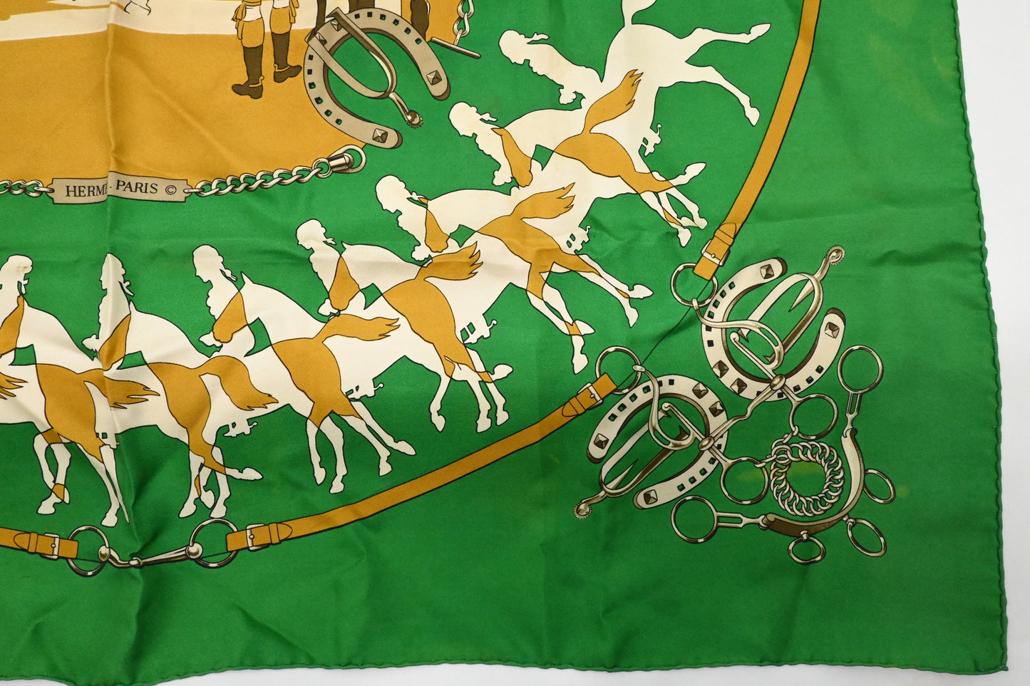Hermes 'Manege' Carre 90 in Green Silk
