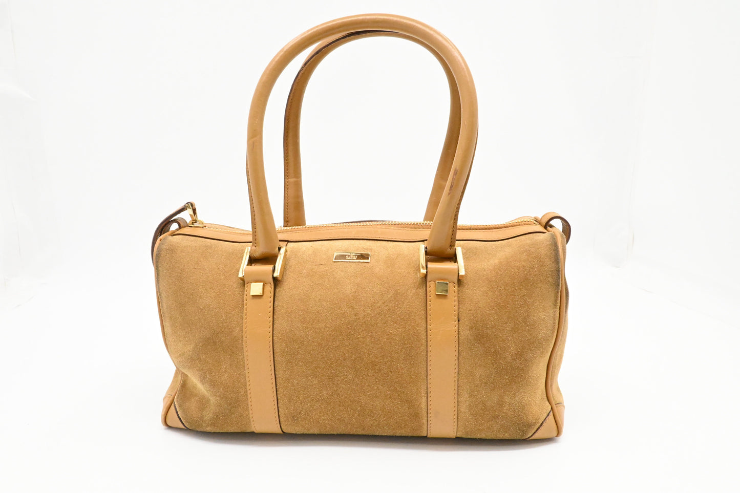 Gucci Small Boston Bag in Brown Suede