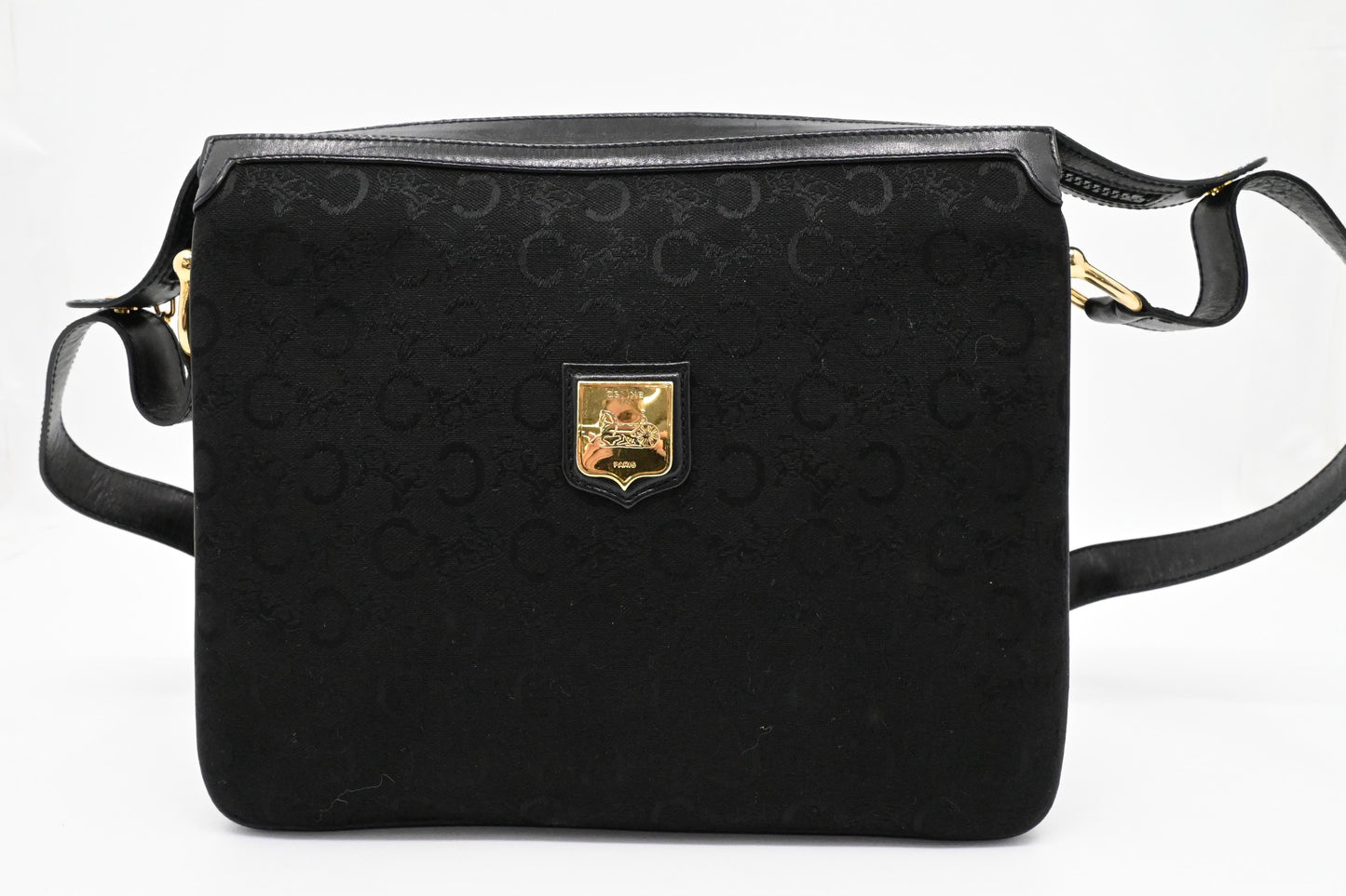 Celine Shoulder Bag in Black Canvas