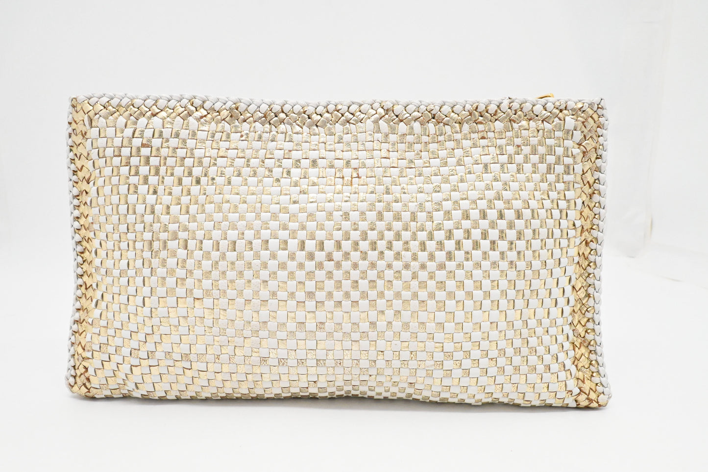 Prada Clutch in White and Gold Leather