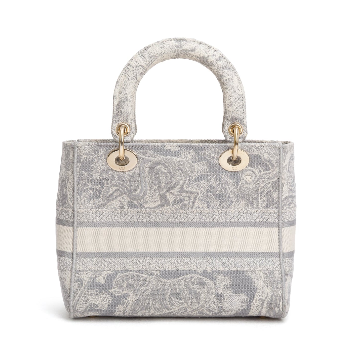 Christian Dior 2021 Grey Canvas Toile de Jouy Embroidered Medium Lady D-Lite