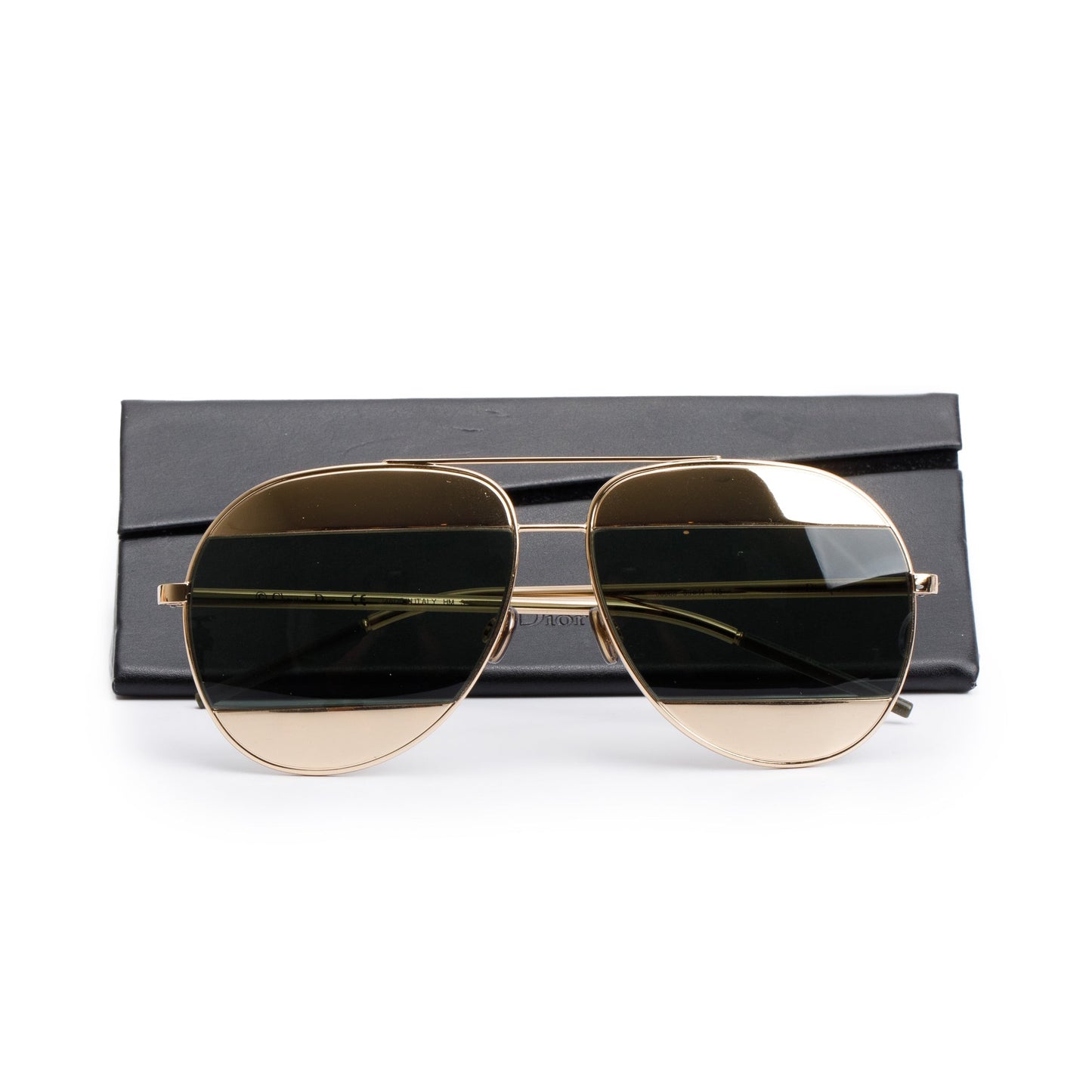 Dior Gold-Tone Metal Frame DiorSplit 1 Aviator Sunglasses