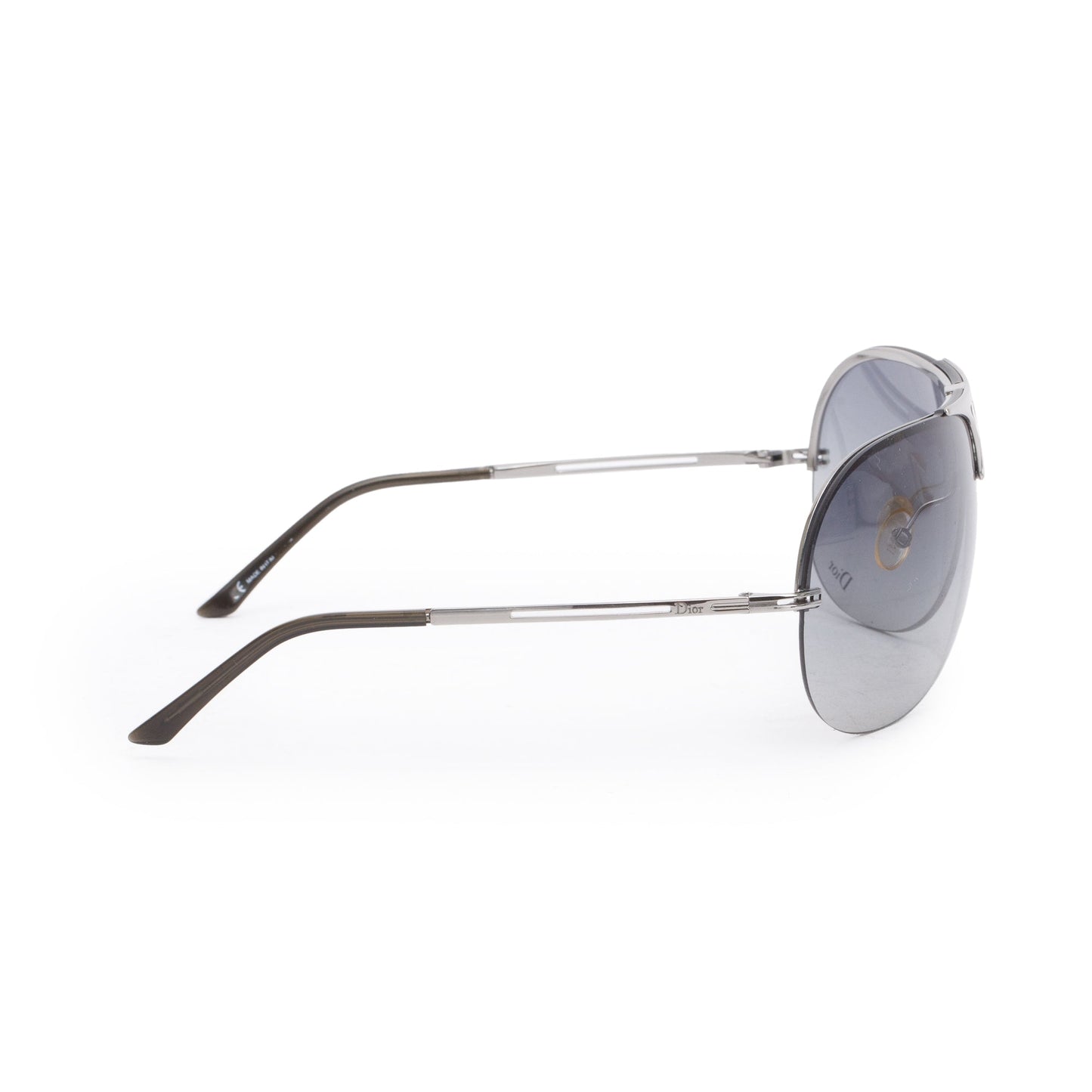 Dior Ruthenium Metal Frame Crystal Aviator Shield Sunglasses