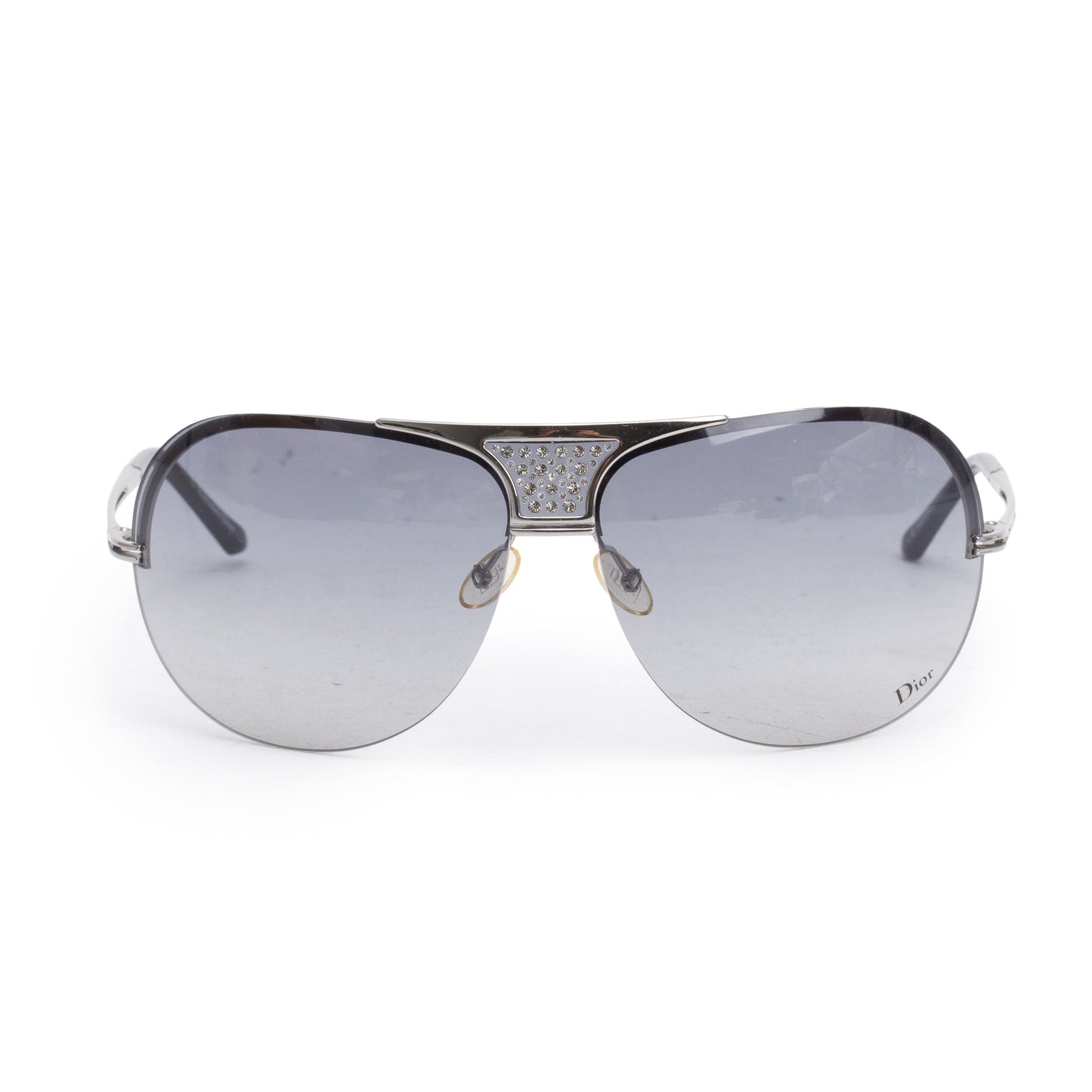 Dior Ruthenium Metal Frame Crystal Aviator Shield Sunglasses