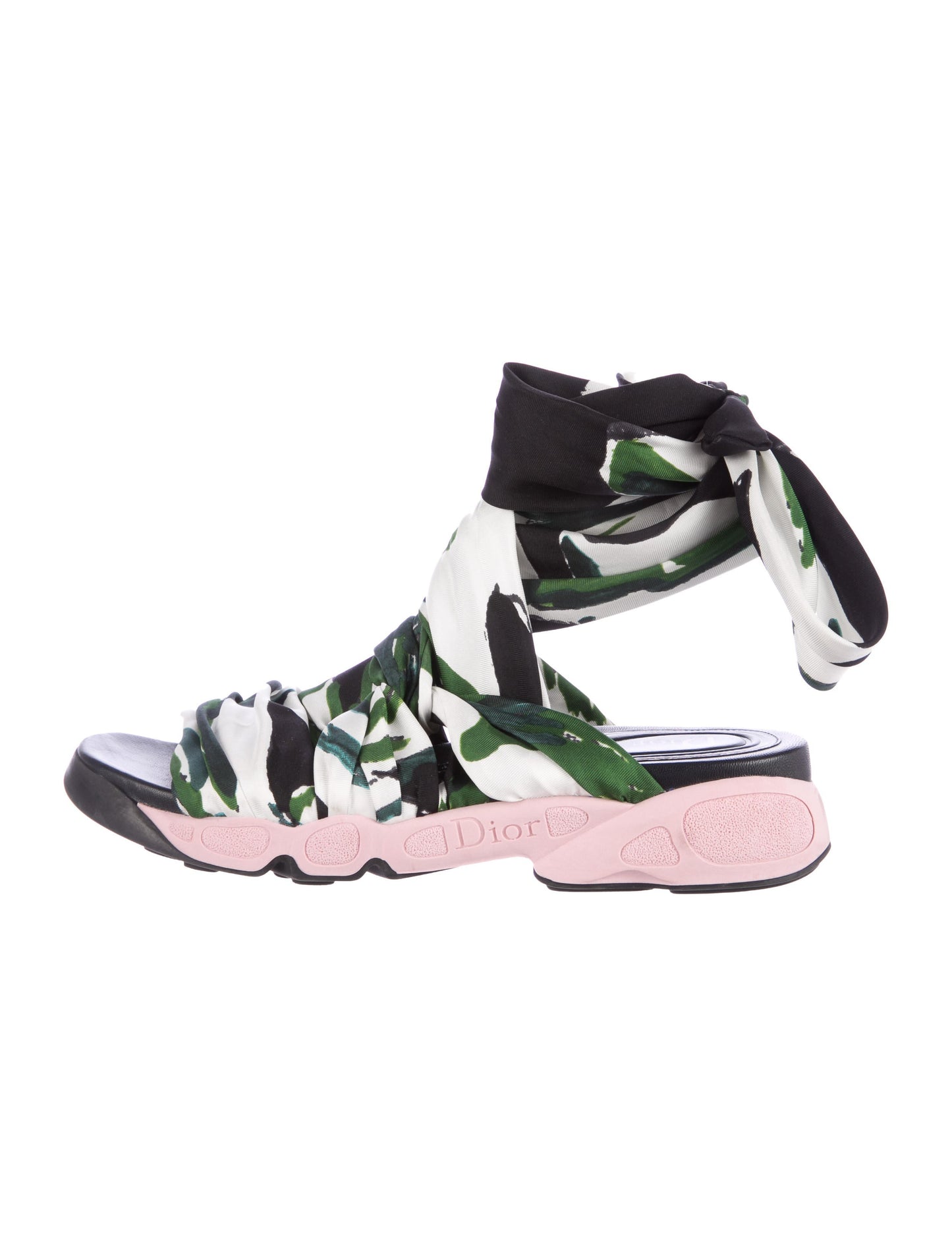 Dior Printed Satin Brooklyn Wrap Around Sandals