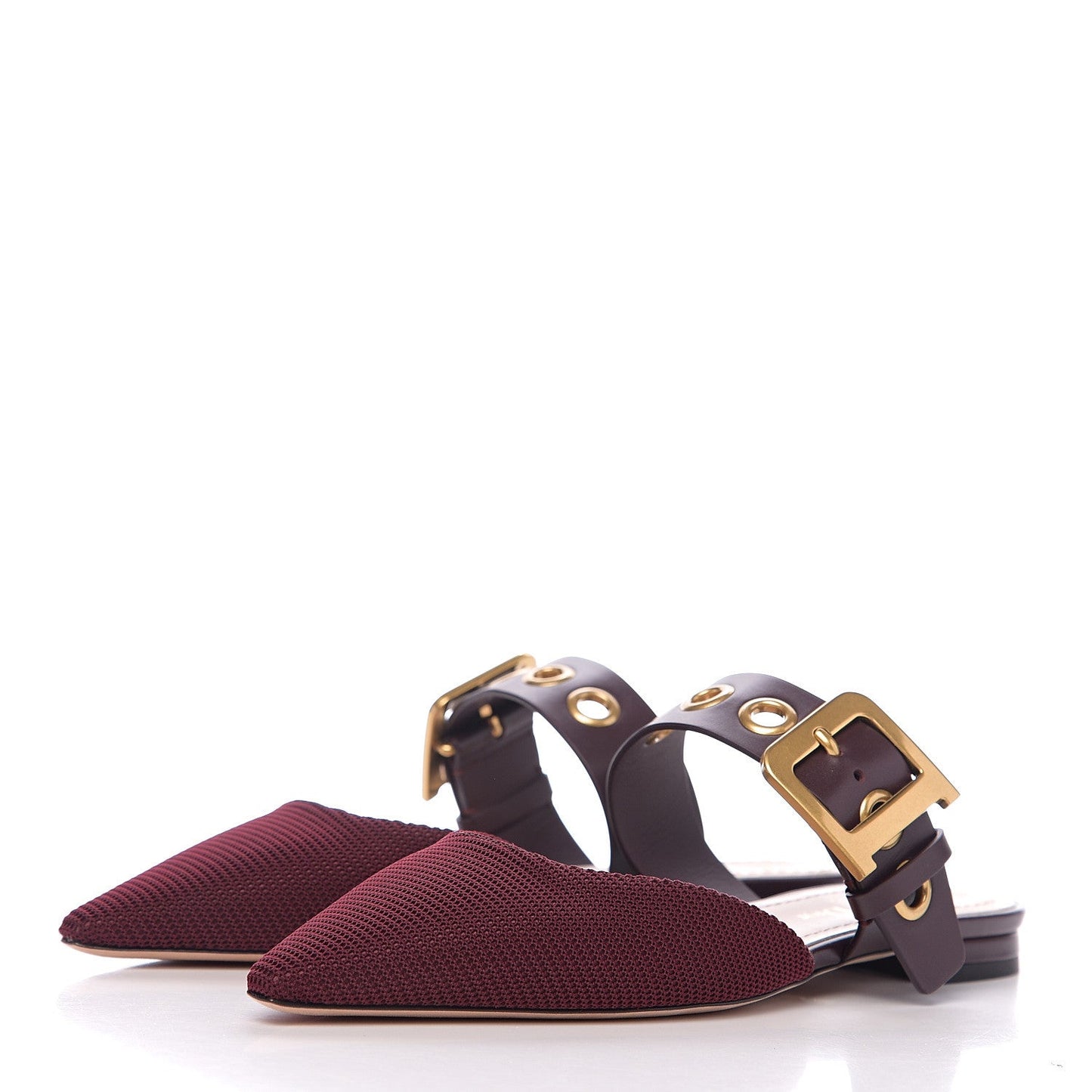 CHRISTIAN DIOR TWO-TONE TECHNICAL FABRIC & LEATHER D-DIOR FLAT MULES