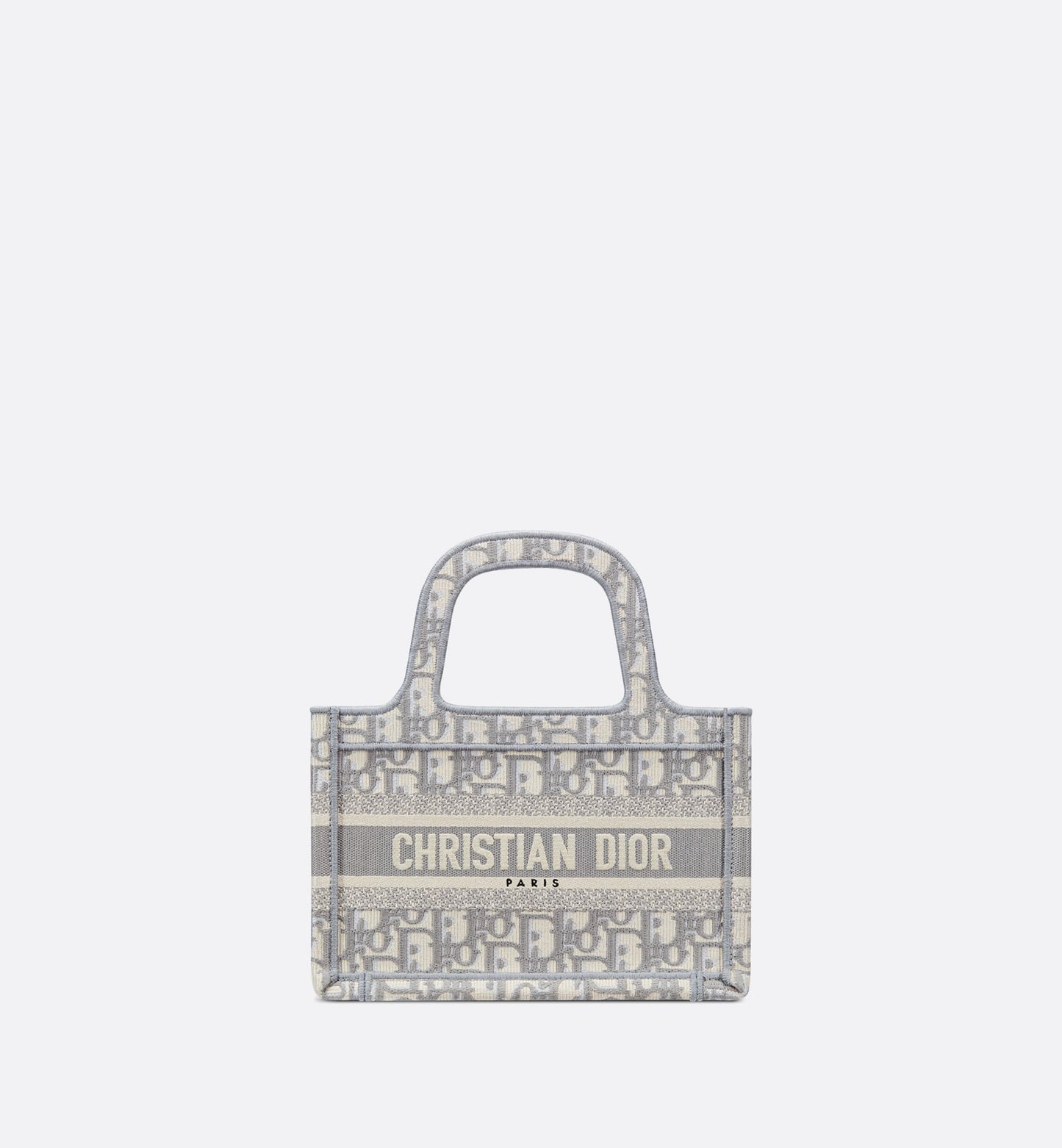 Dior Mini Book Tote in Gray Oblique Embroidery