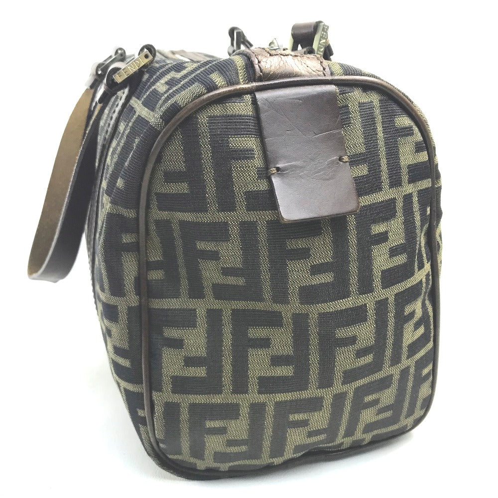 FENDI Handbag Canvas / leather Brown Zucca FF pattern Women