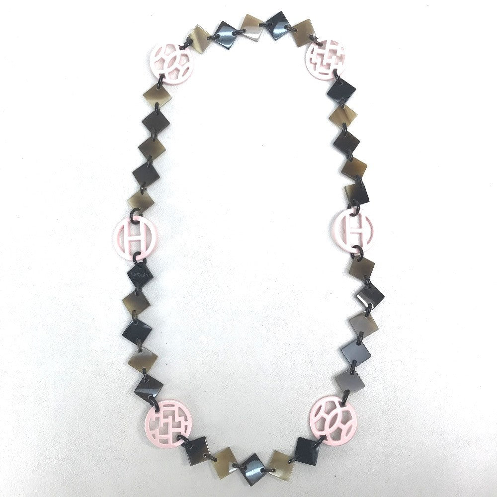 HERMES Necklace Buffalo horn Brown typex light pink HAVA Ava Women