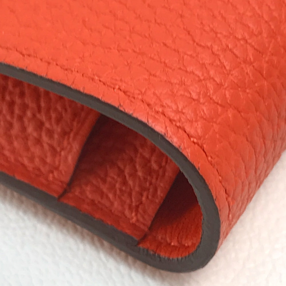 HERMES Long Wallet Purse Togo Orange red Dogon GM Dogon Duo