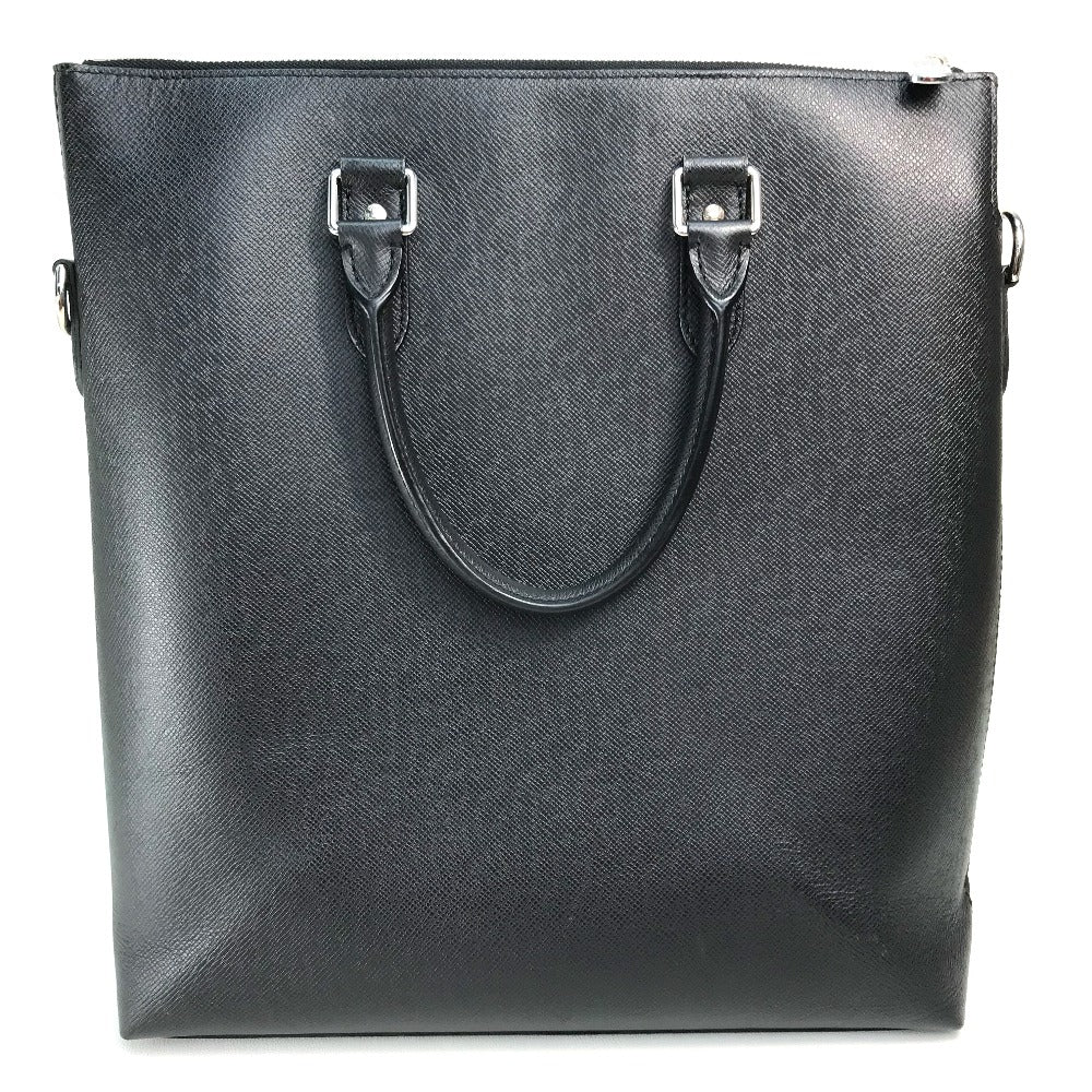 LOUIS VUITTON Handbag M33433 Taiga Leather Black x Silver Metal Taiga Anton Tote mens