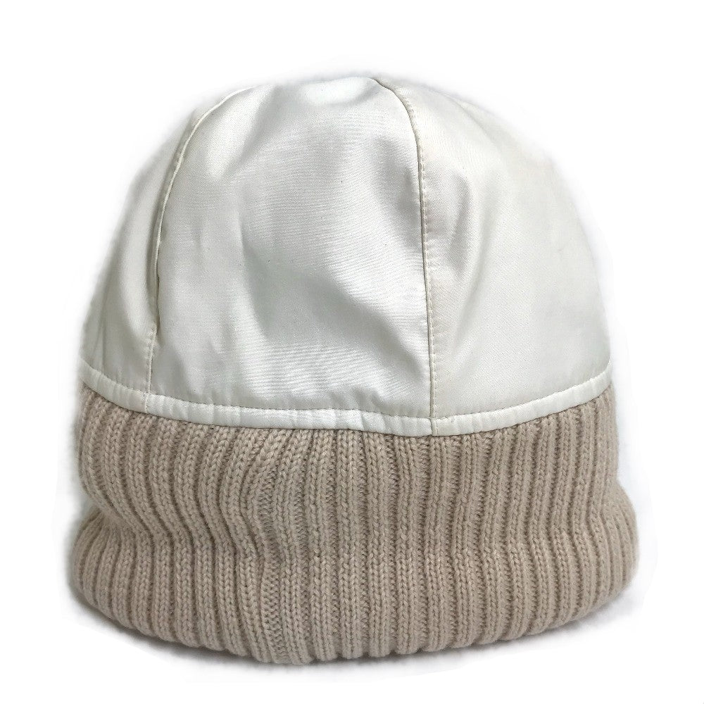 CHANEL Knit hat polyester Ivory / beige CC COCO Mark Sports line logo Women S