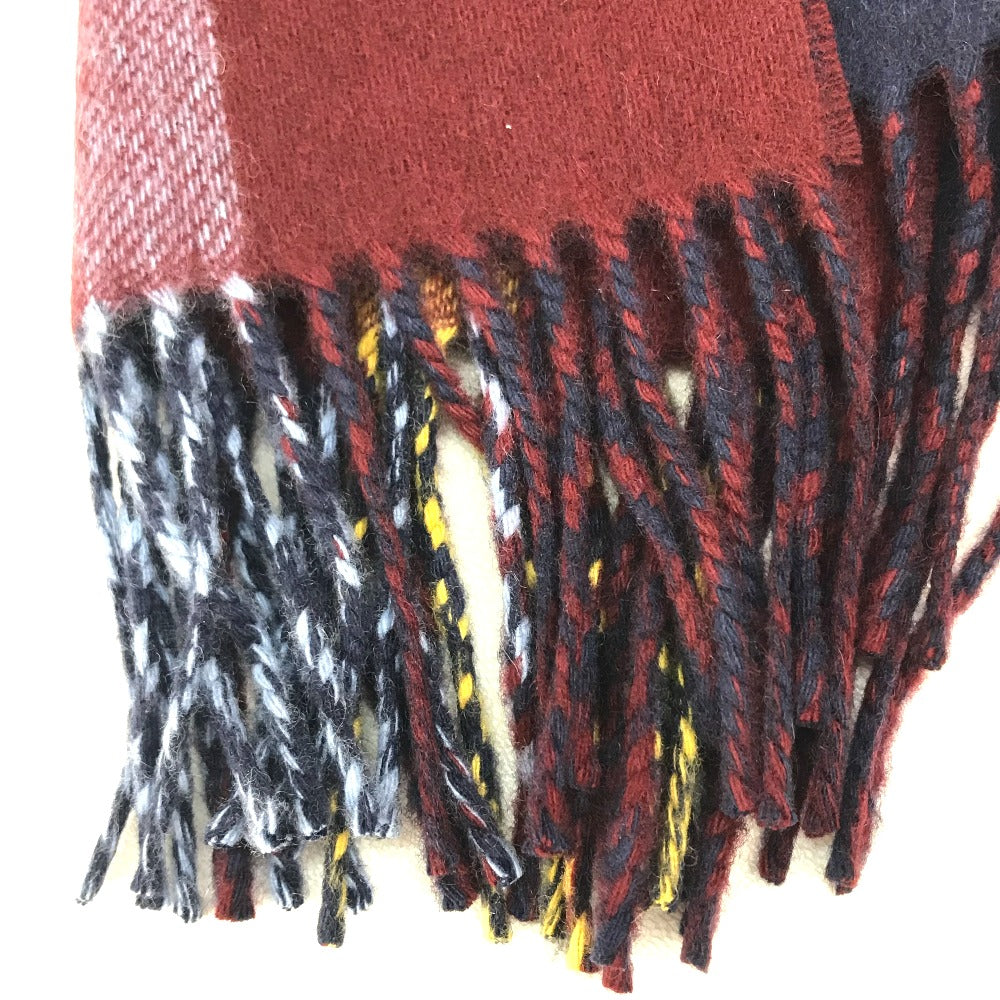 HERMES Scarf cashmere Multicolor / navy Alternate stripe unisex(Unisex)