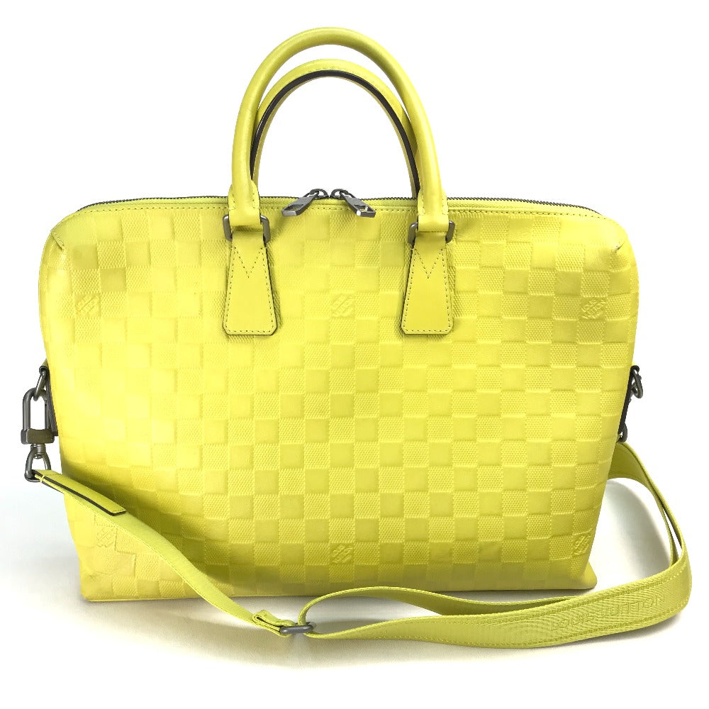 LOUIS VUITTON Business bag N41391 Damier Anfini Leather yellow Damier Anfini Porte Documan Jules