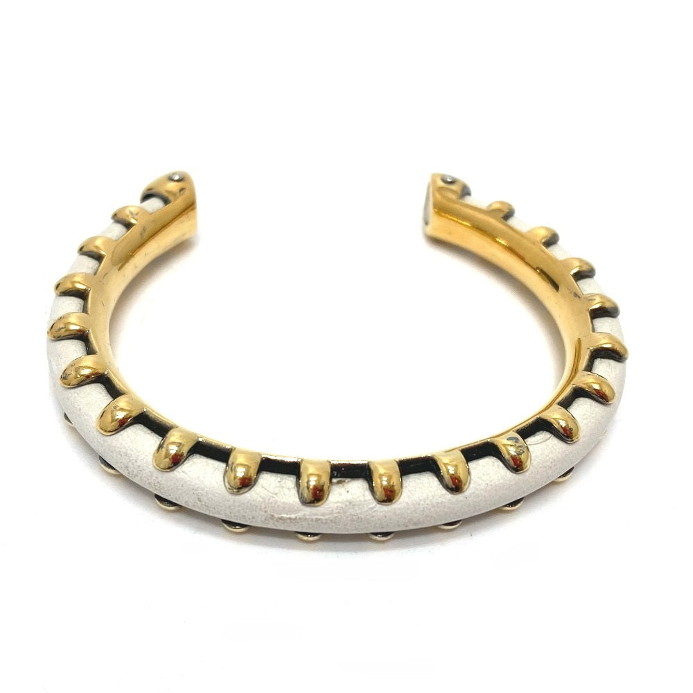 HERMES Bangle Metal, Leather white Horseshoe vintage Women