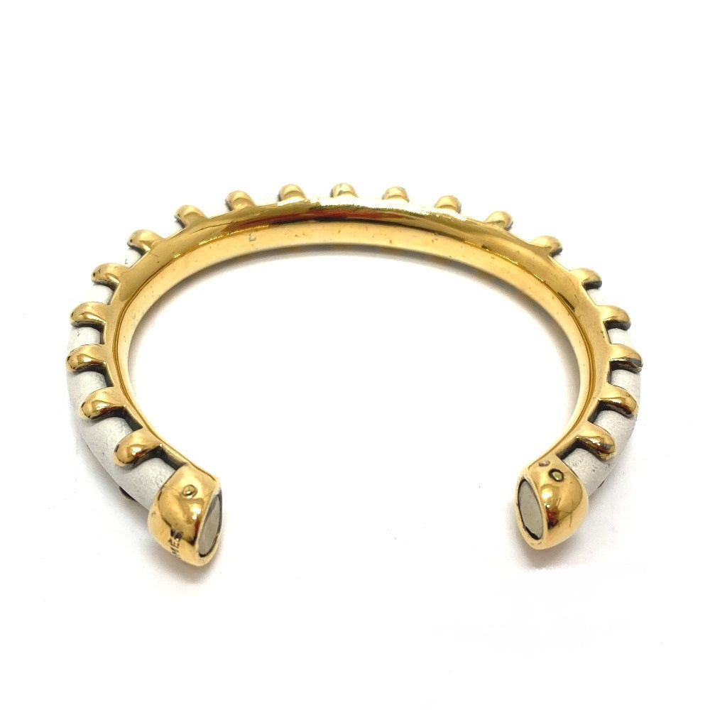 HERMES Bangle Metal, Leather white Horseshoe vintage Women