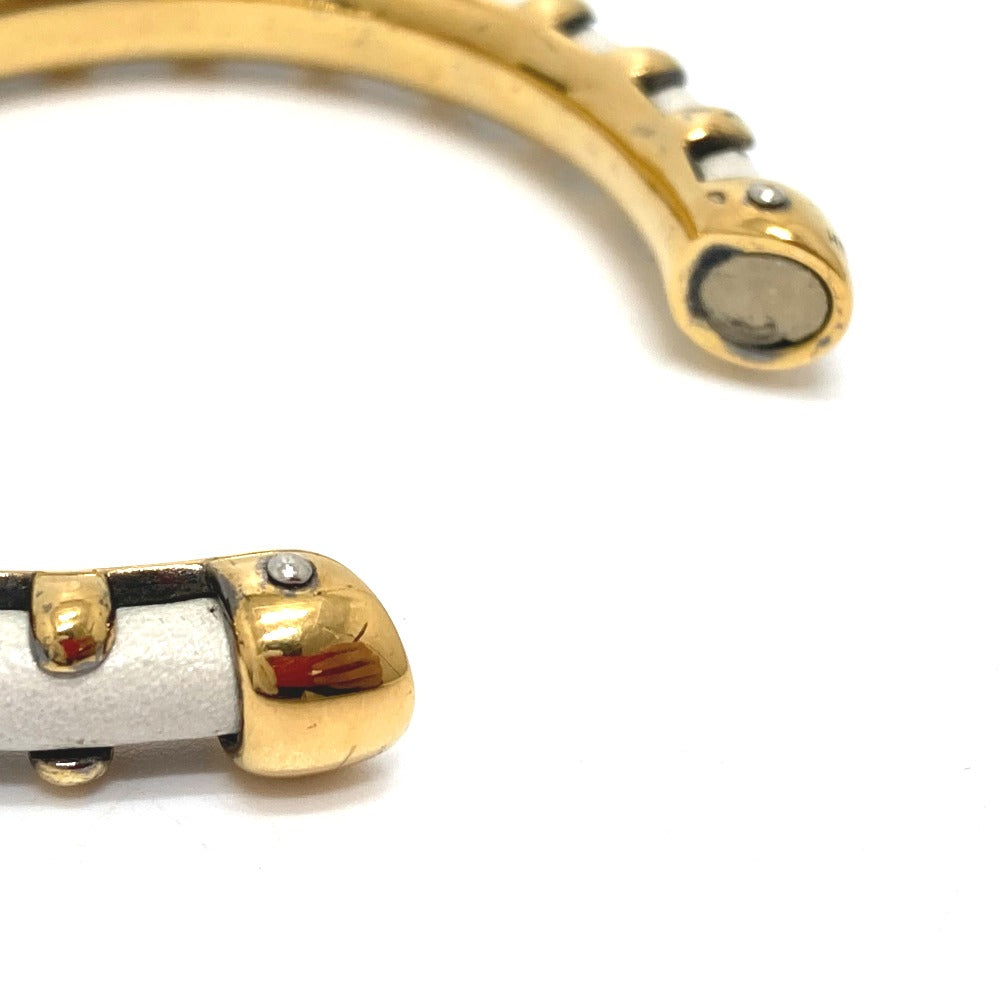 HERMES Bangle Metal, Leather white Horseshoe vintage Women