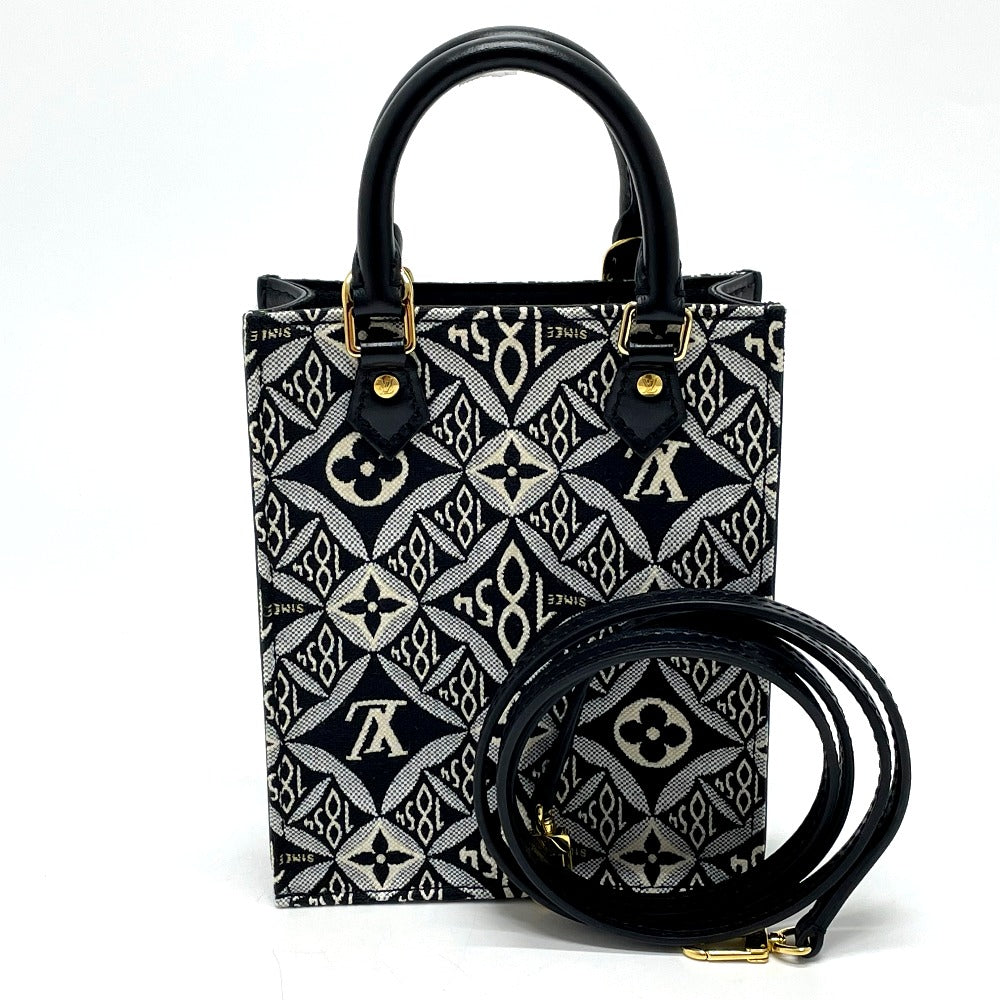 LOUIS VUITTON Handbag M80484 Jacquard Black x blue Monogram Jaguar SINCE 1854 Petit Sac Plat Women