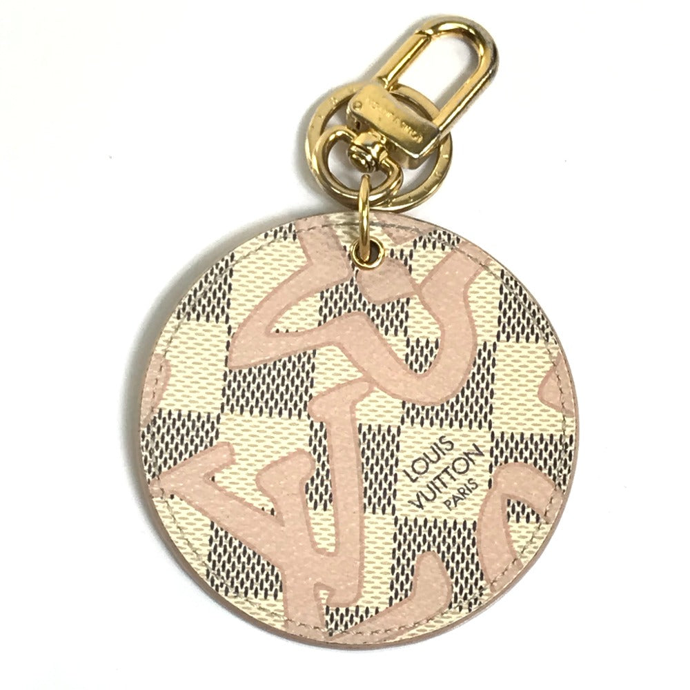 LOUIS VUITTON key ring M61943 Damier Azur Canvas White x pink Damier Azur Porto Cretaciennes Tahiti Women