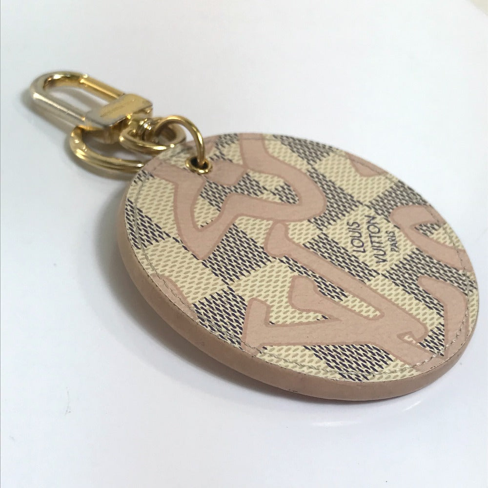 LOUIS VUITTON key ring M61943 Damier Azur Canvas White x pink Damier Azur Porto Cretaciennes Tahiti Women