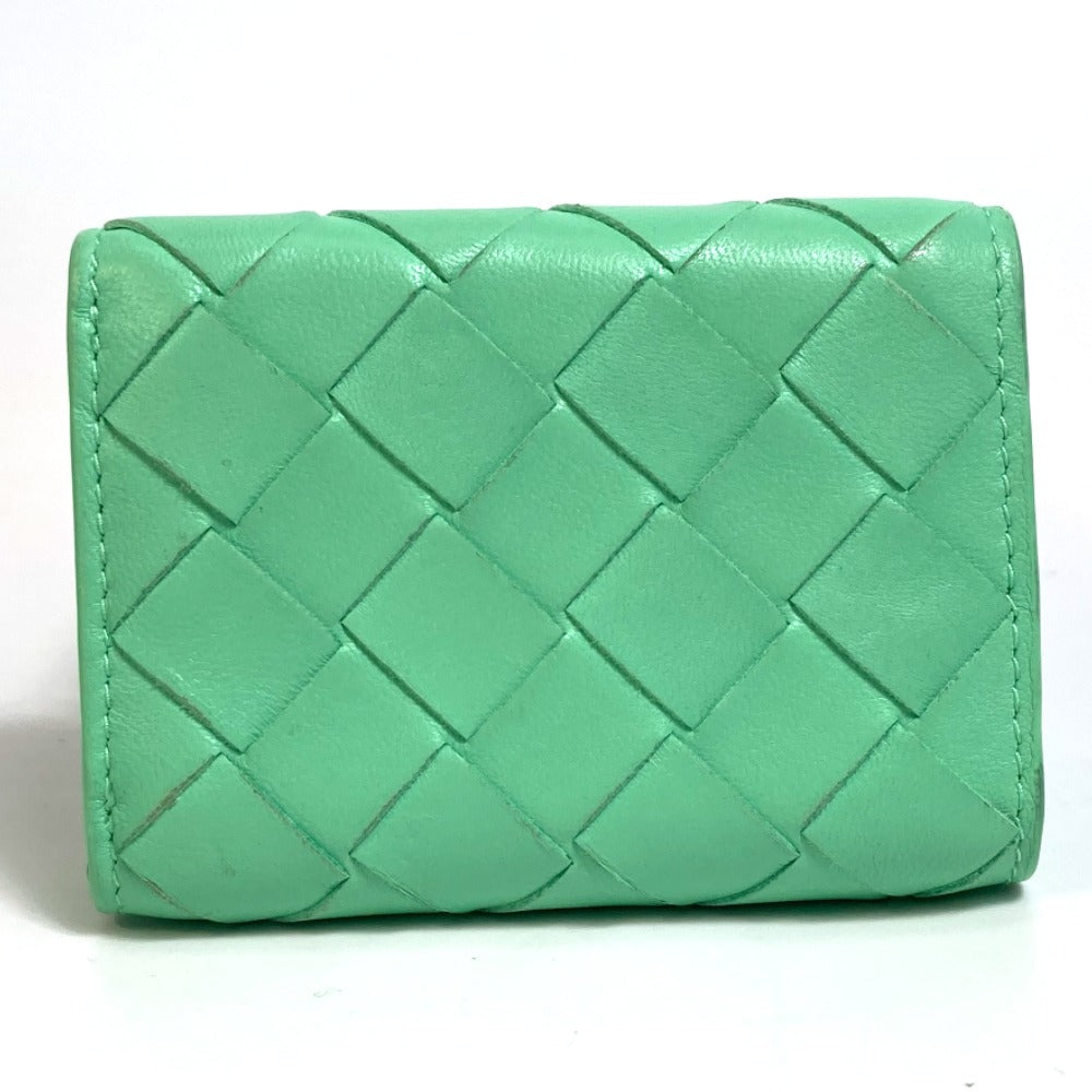 BOTTEGAVENETA Trifold wallet 667036 Calf leather Green type INTRECCIATO Tiny Women