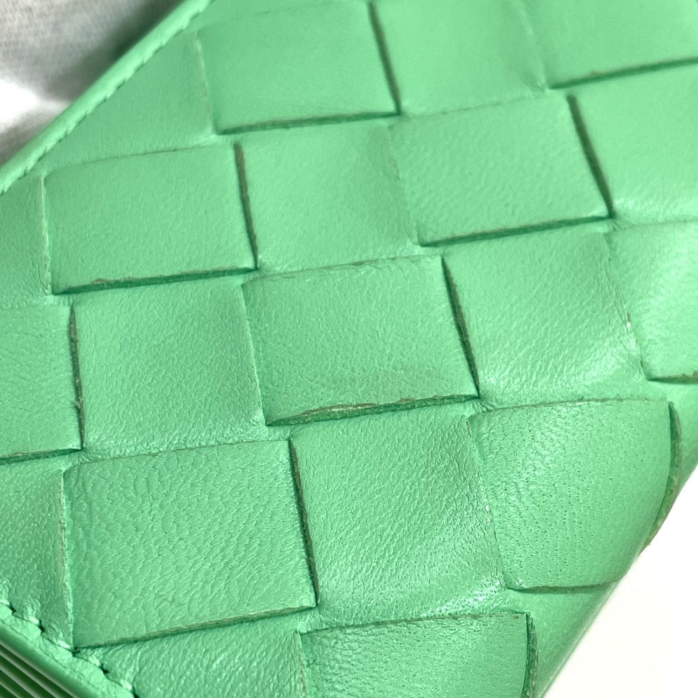BOTTEGAVENETA Trifold wallet 667036 Calf leather Green type INTRECCIATO Tiny Women