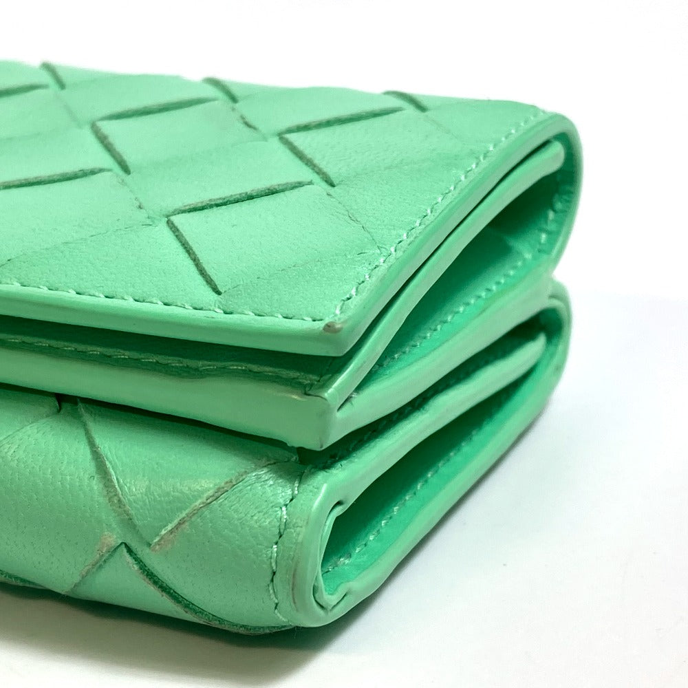 BOTTEGAVENETA Trifold wallet 667036 Calf leather Green type INTRECCIATO Tiny Women