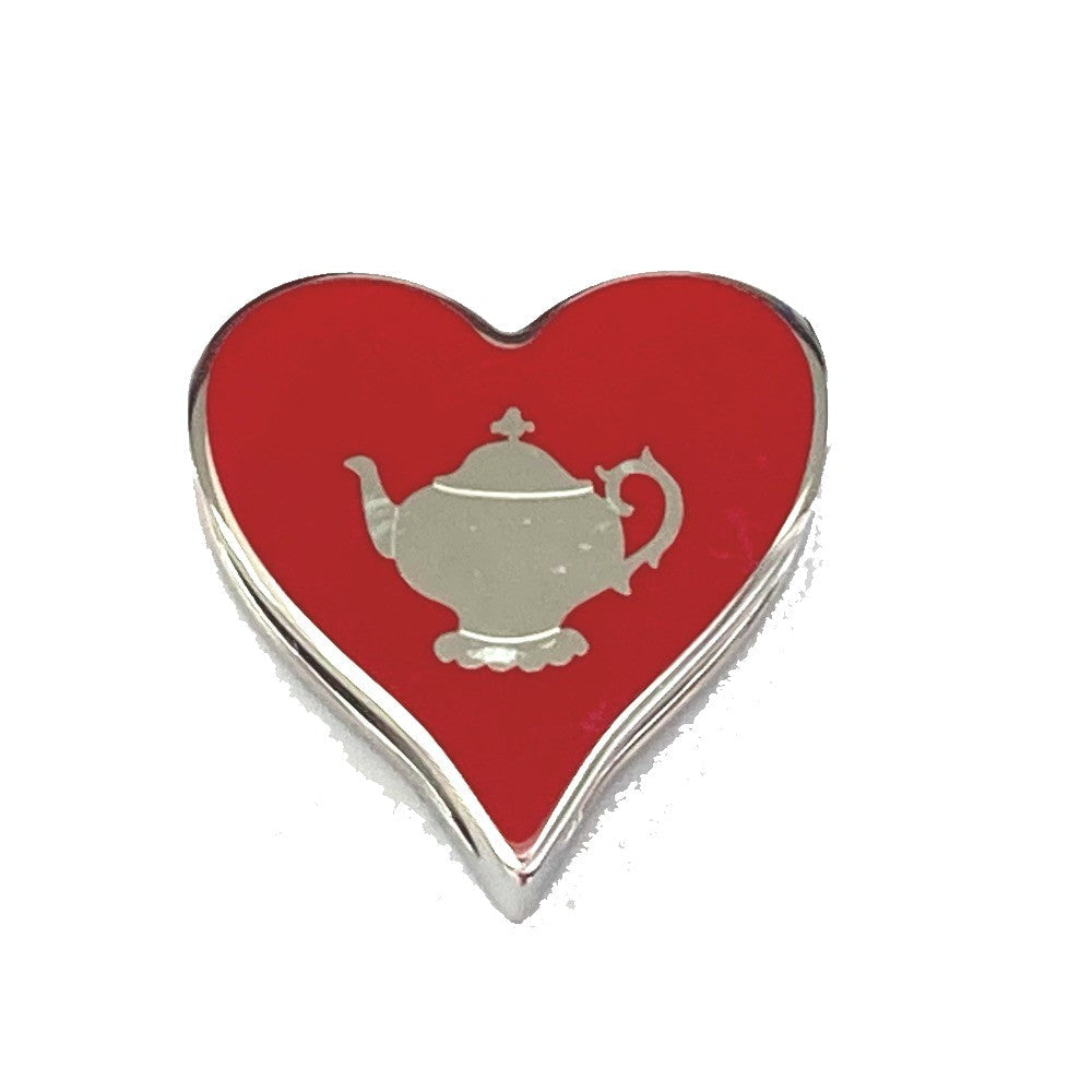 HERMES Scarf ring Palladium-plated brass (lacquer finish) Red Heart motif Tea time Twilly ring Women