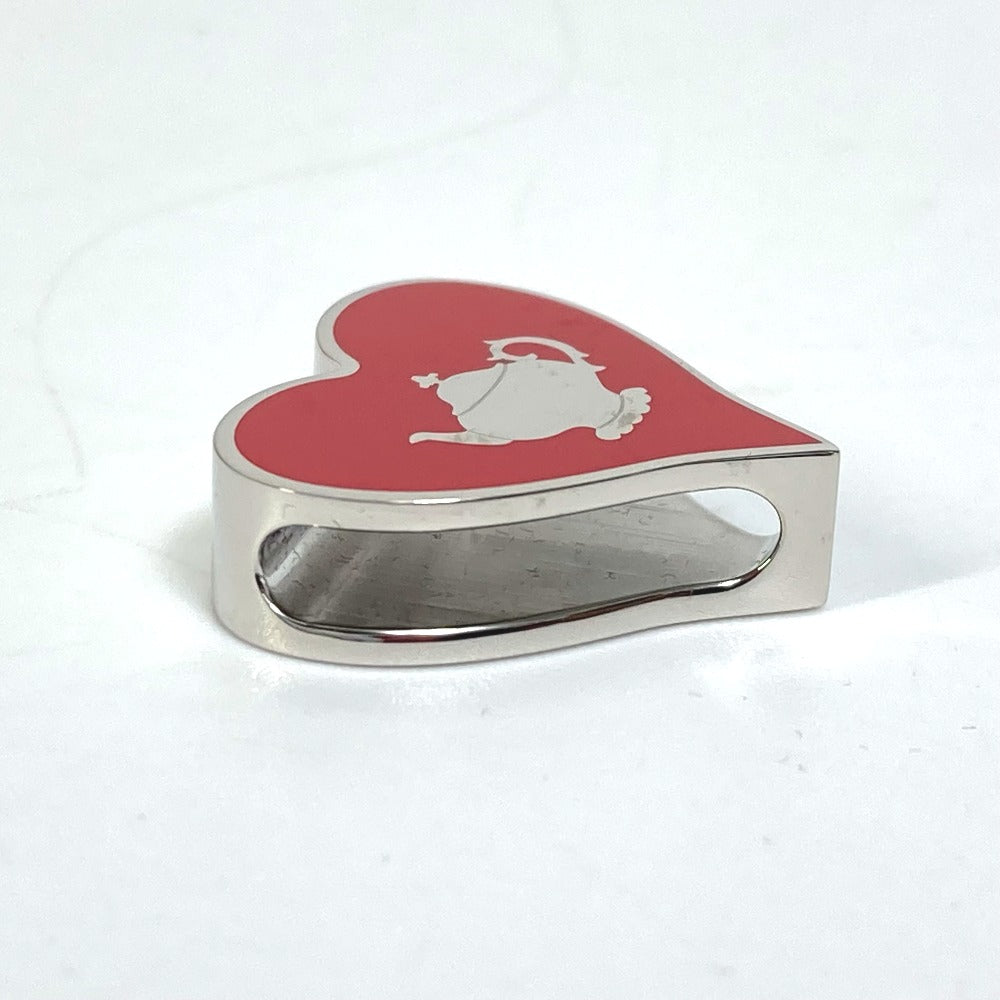 HERMES Scarf ring Palladium-plated brass (lacquer finish) Red Heart motif Tea time Twilly ring Women