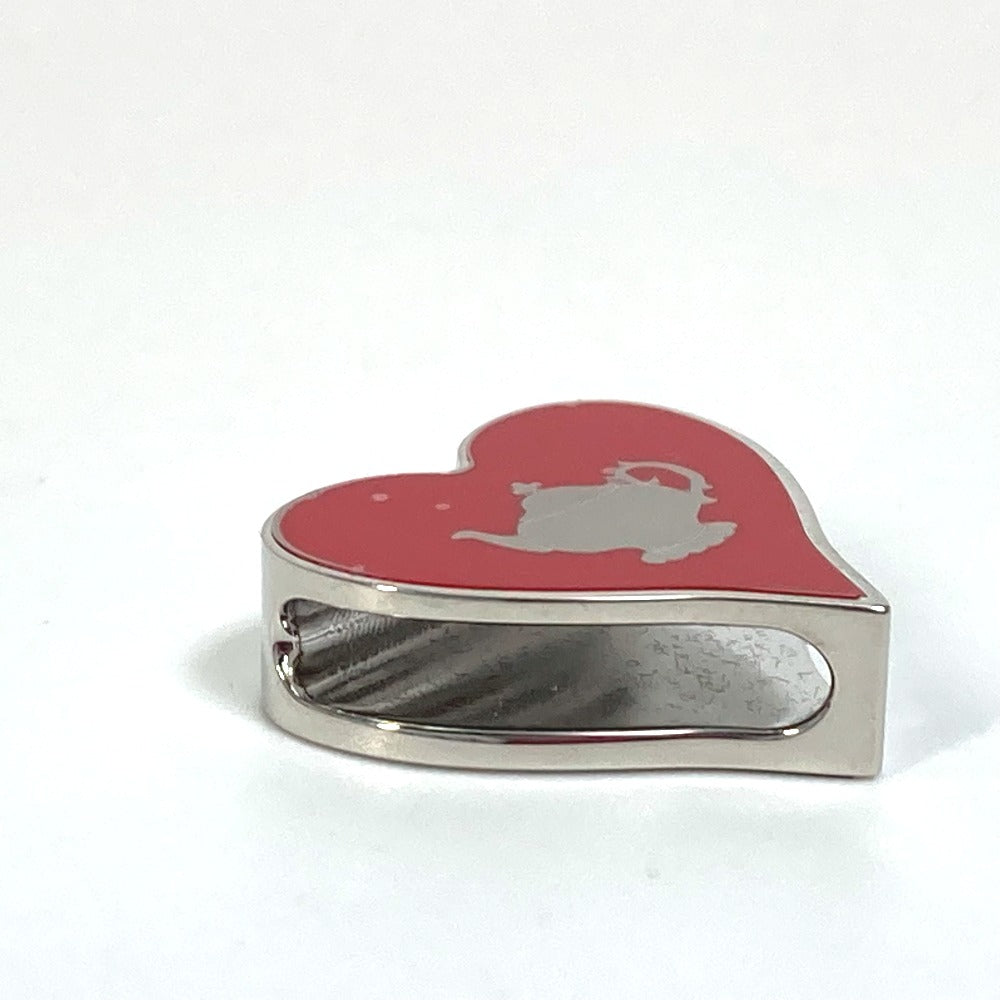 HERMES Scarf ring Palladium-plated brass (lacquer finish) Red Heart motif Tea time Twilly ring Women