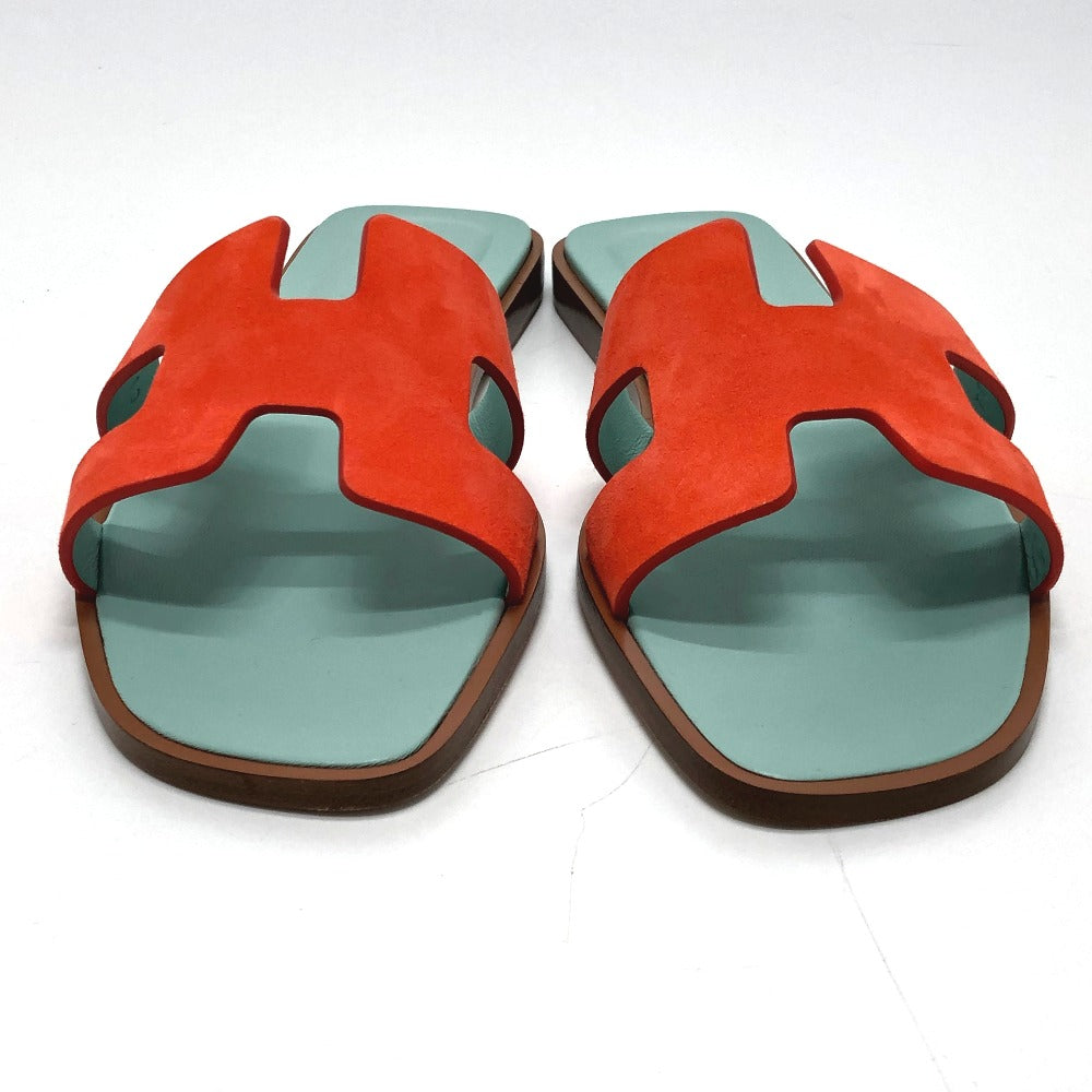 HERMES Sandals Leather / suede Orange H logo Oasis Women 36.5