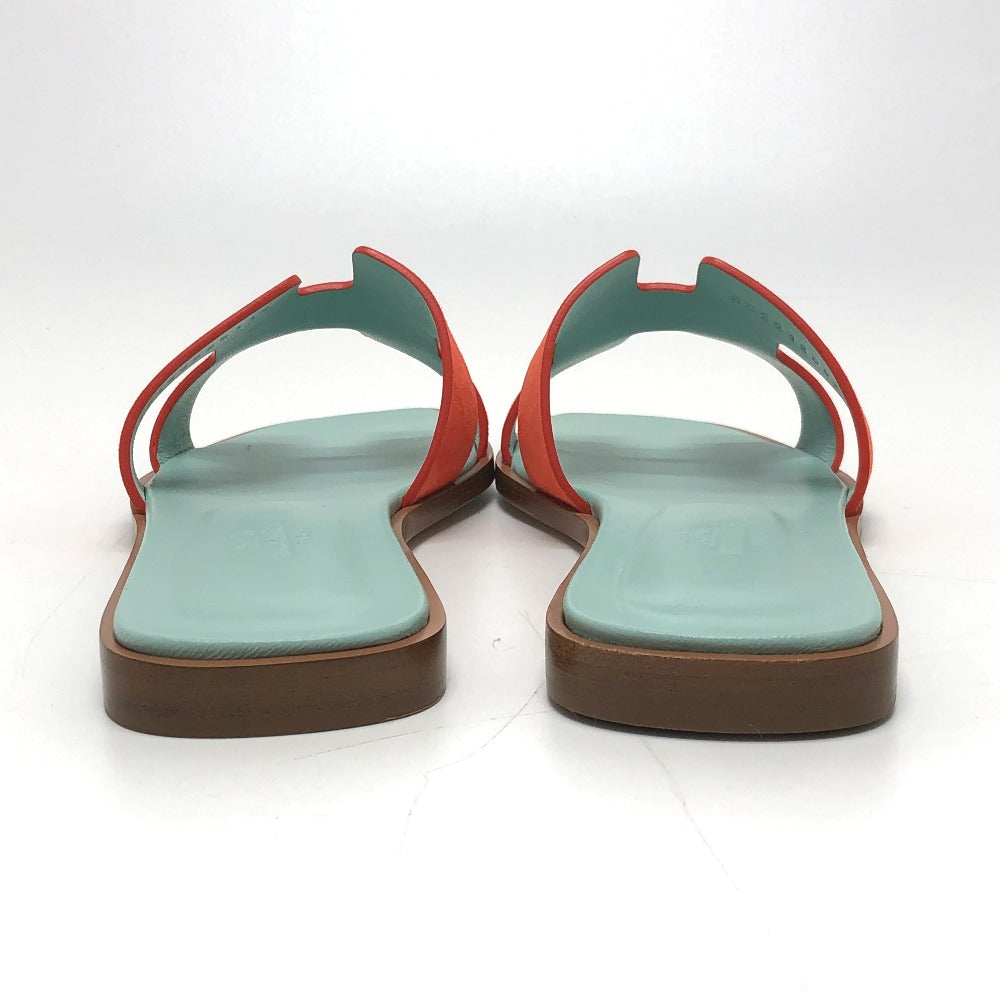 HERMES Sandals Leather / suede Orange H logo Oasis Women 36.5
